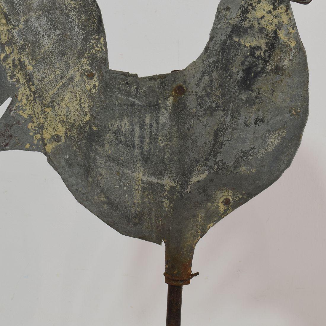 French Late 19th Century Zinc Rooster/Cockerel Weathervane 7