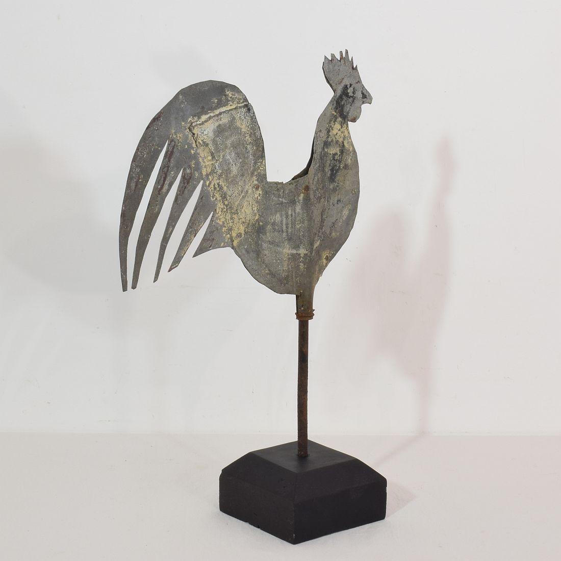 French Late 19th Century Zinc Rooster/Cockerel Weathervane In Good Condition In Buisson, FR