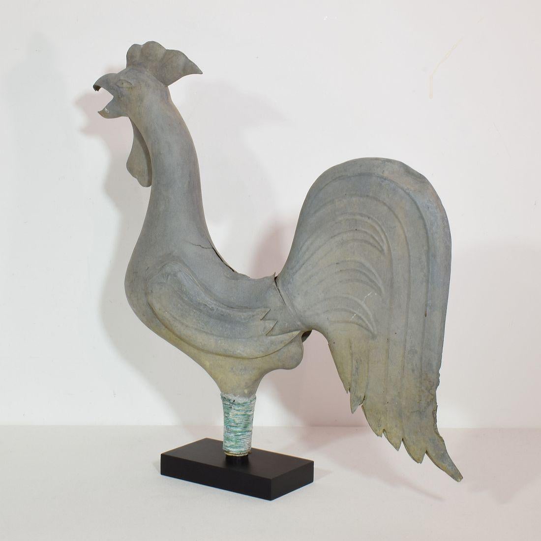 French Late 19th Century Zinc Rooster/Cockerel Weathervane In Good Condition In Buisson, FR