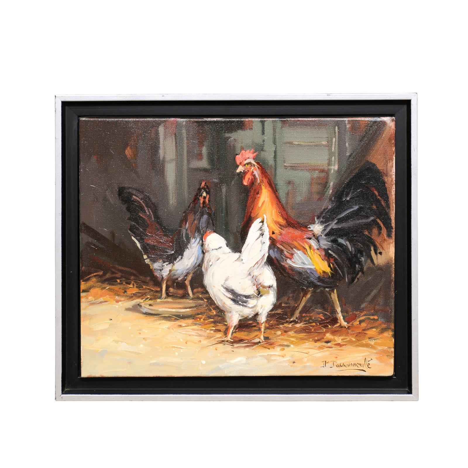 A French framed oil on canvas painting from the late 20th century, titled 