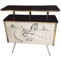 Bar français de la fin du XXe siècle en laiton et formica:: 1970