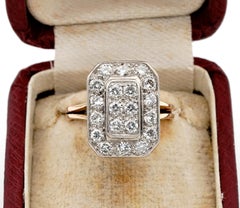 French Late Art Deco 1.20 Diamond 18 KT Platinum Geometric Ring