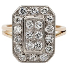French Late Art Deco 1.20 Diamond 18 Karat Platinum Geometric Ring