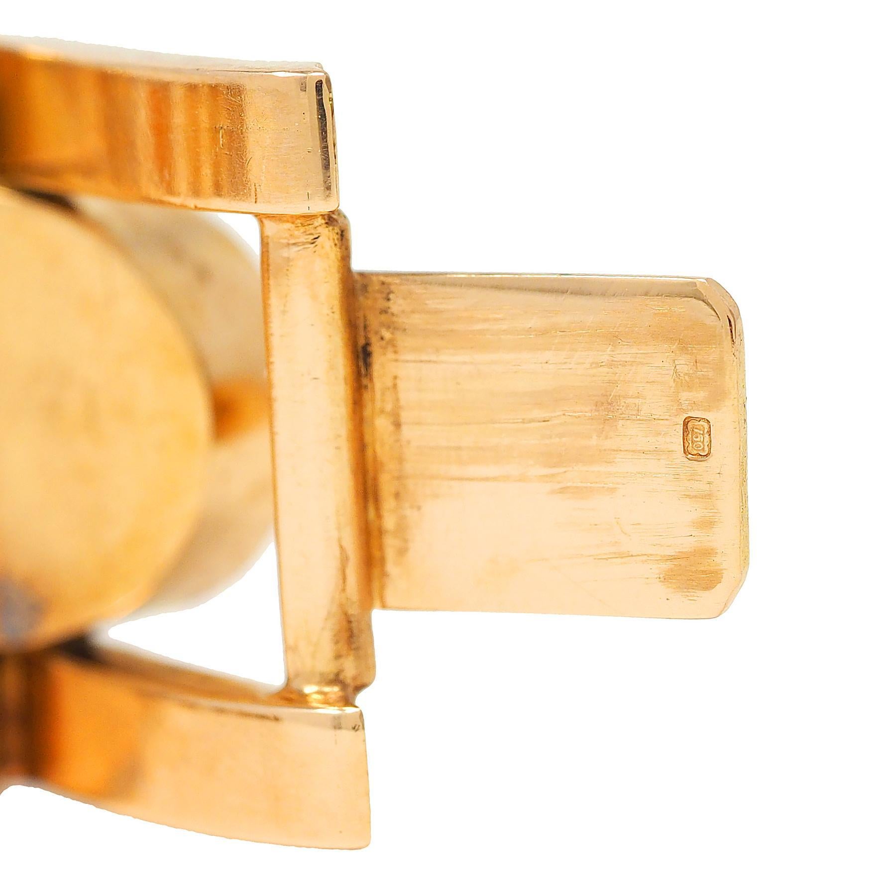 Bracciale francese tardo Art Deco in oro giallo 18 carati con cerniera a maglie geometriche Vintage in vendita 3
