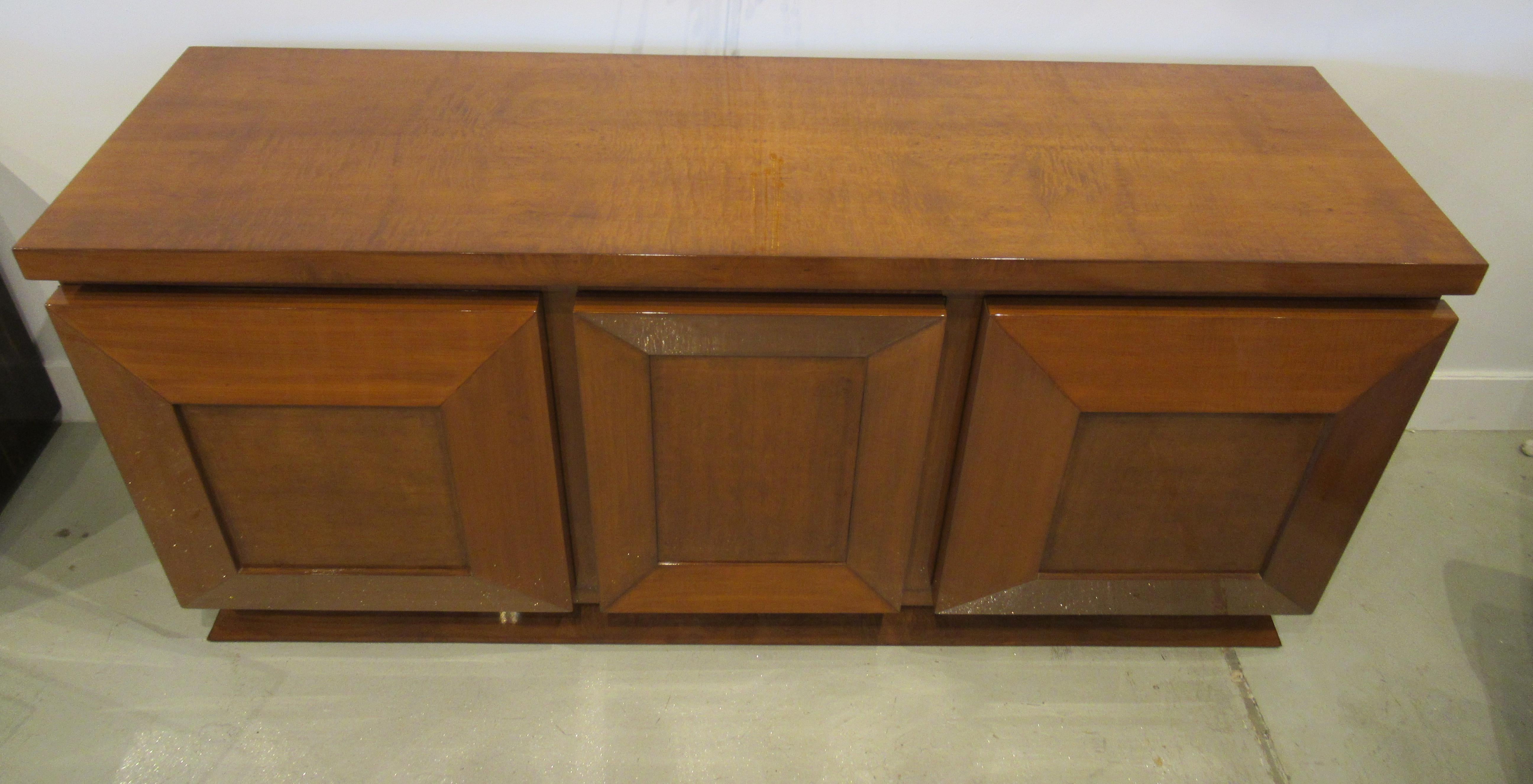 French Late Art Deco Burl Walnut Three-Door Credenza or Buffet, Andre Sornay 6