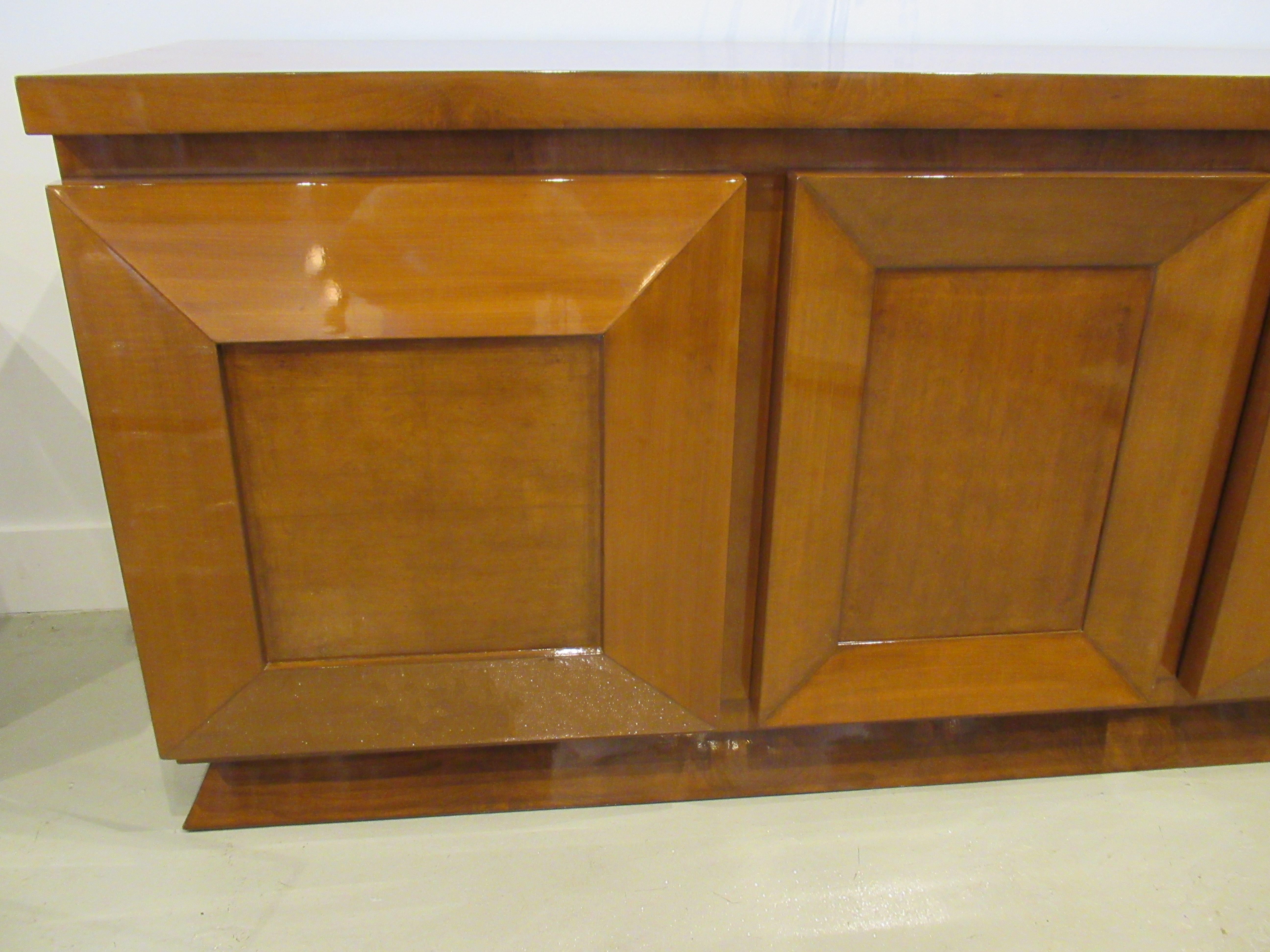 French Late Art Deco Burl Walnut Three-Door Credenza or Buffet, Andre Sornay 1