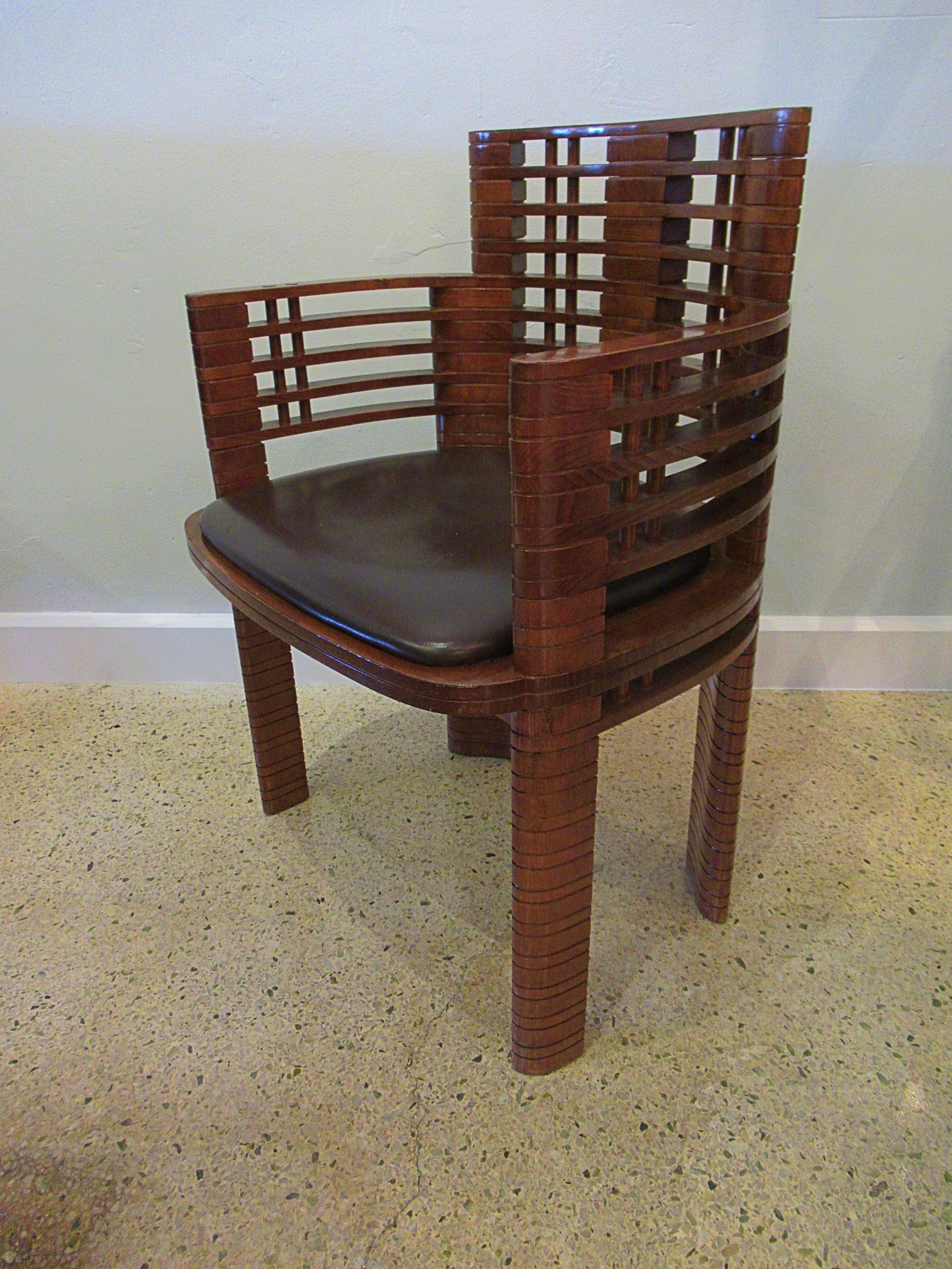 French Late Art Deco Cuban Mahogany Armchair, Andre' Sornay, 1937 In Excellent Condition In Hollywood, FL