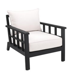 French Art Deco Design Style Black and White Outdoor Armchair