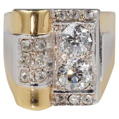 French Late Art Deco Distinctive 1.95 Carat Diamond Cocktail Ring