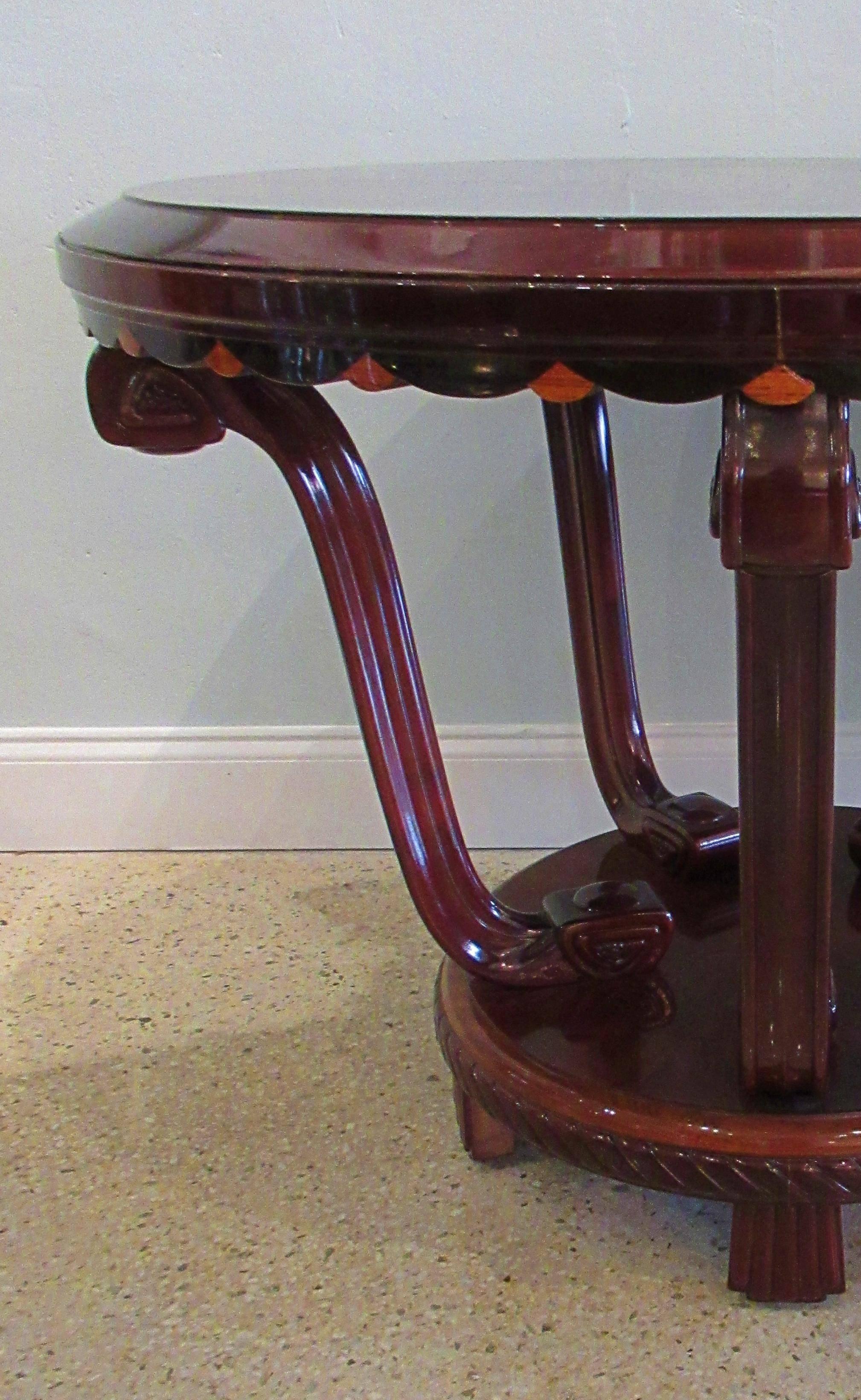 French Late Art Deco Palisander Inlaid Center/Side Table, Maurice Dufrene For Sale 2