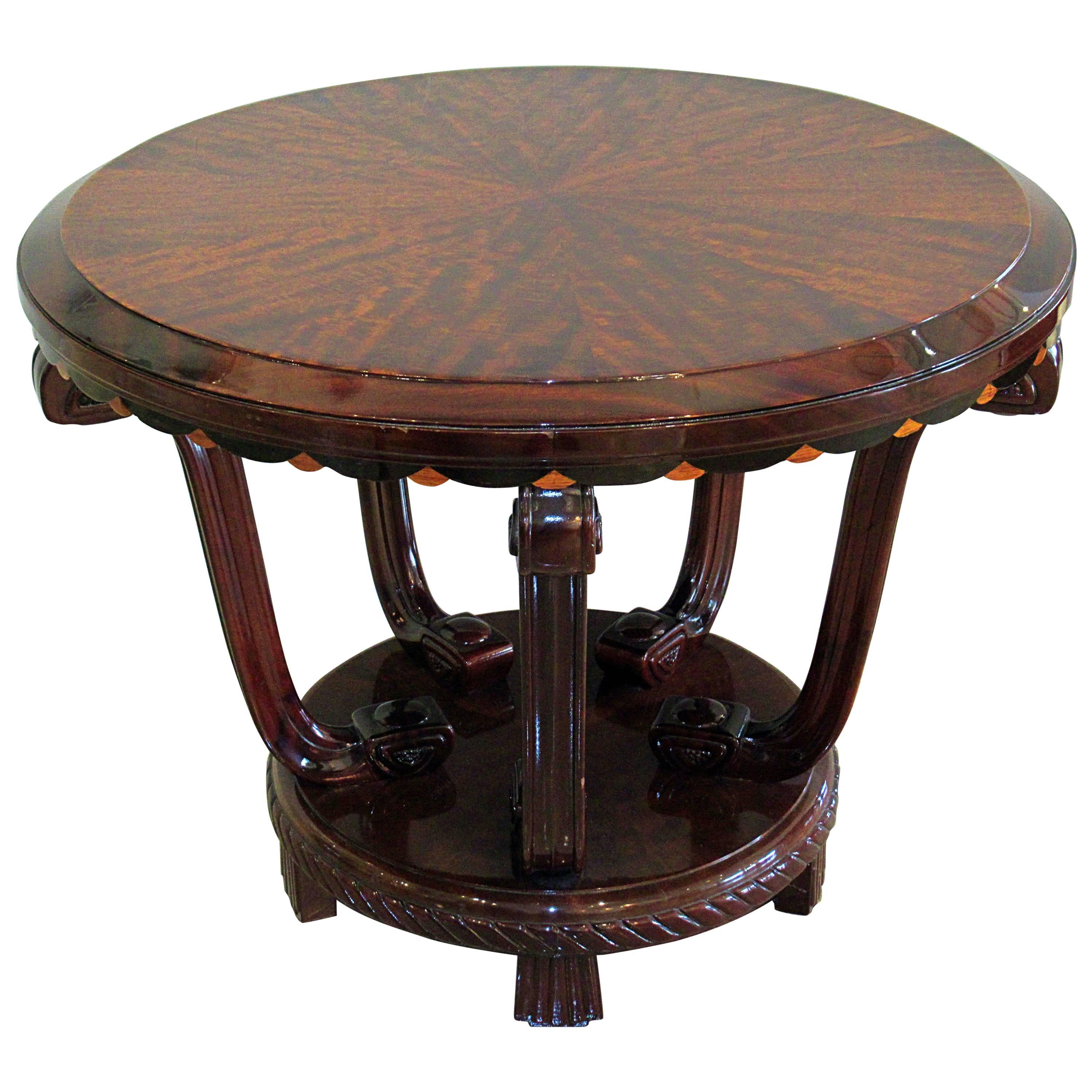 French Late Art Deco Palisander Inlaid Center/Side Table, Maurice Dufrene
