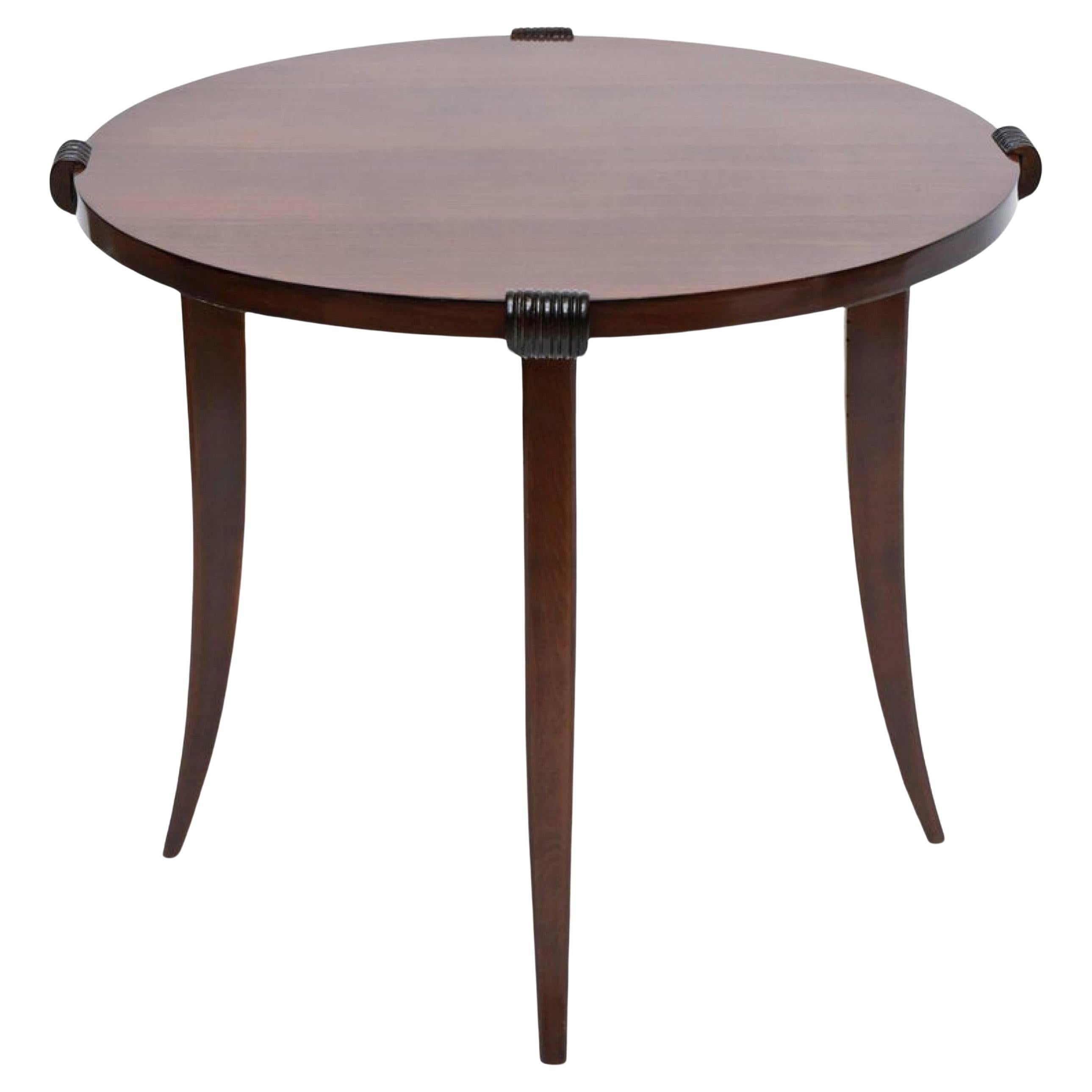 Mesa auxiliar francesa Art Déco tardío de palisandro / Gueridón, Maurice Jallot