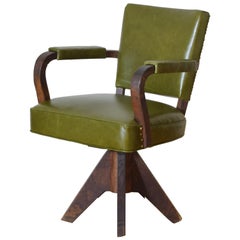 French Late Art Deco Swivel Desk Chair, Second Quarter of the 20th Century