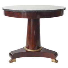 Antique French Late Empire or Restauration Style Marble Top Mahogany Table, circa 1830