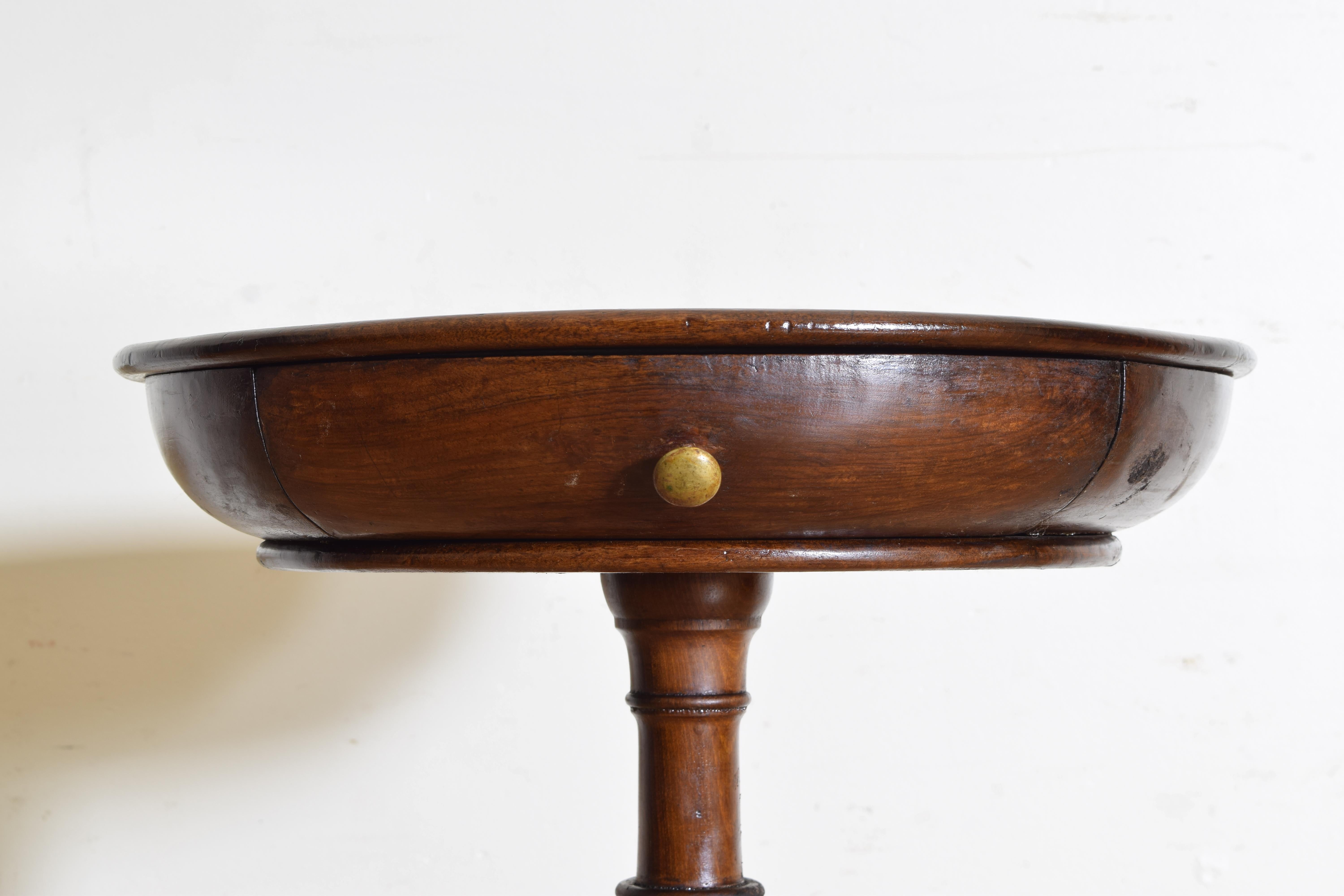 19th Century French Late Louis Philippe Shaped & Carved Walnut 1 Drawer Side Table, Mid 19thc