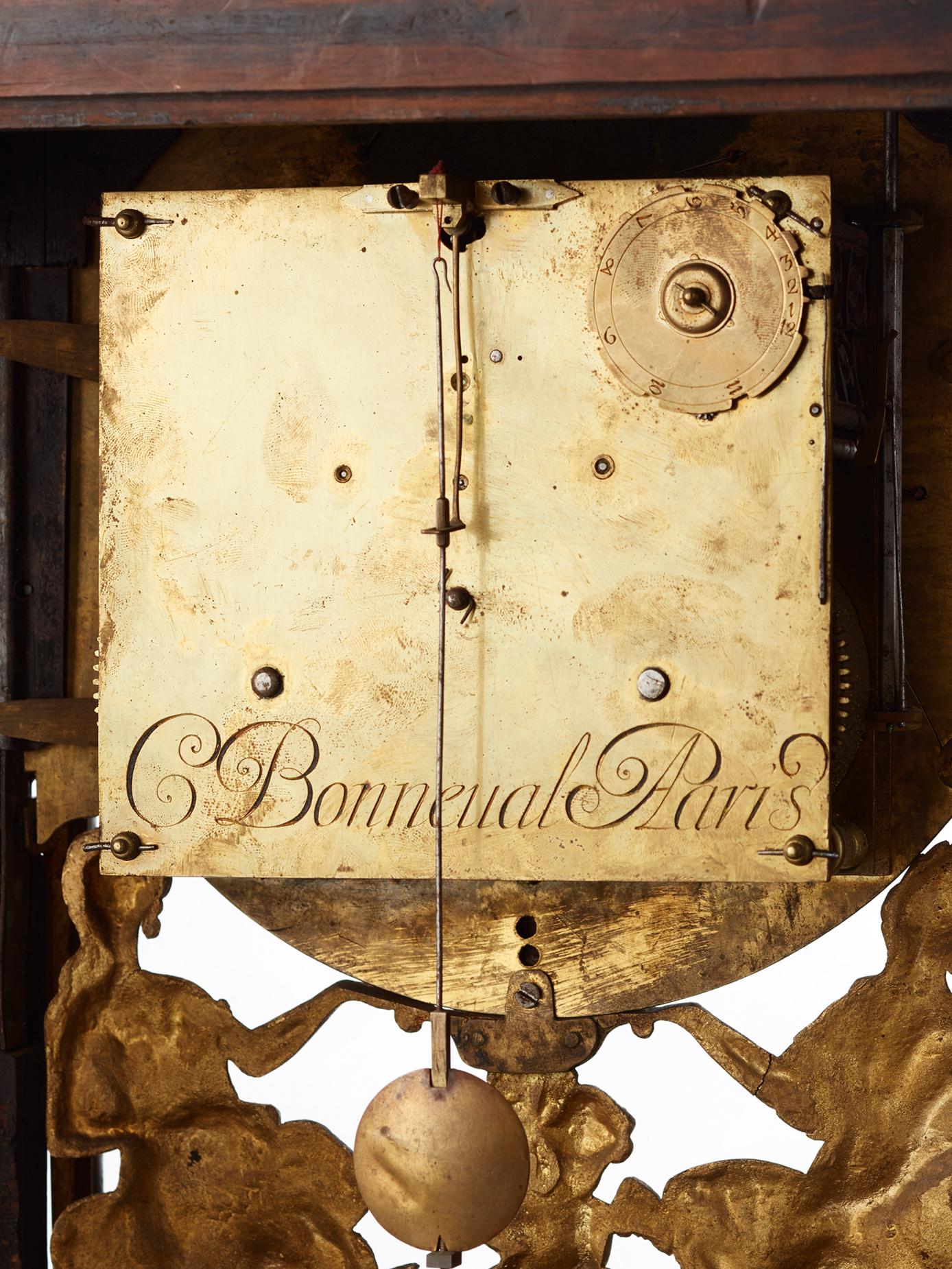 French late Louis XIV 'Religieuse' mantel clock by Bonneual  For Sale 1
