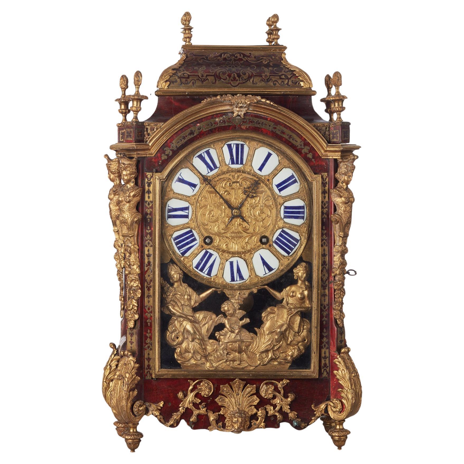 French late Louis XIV 'Religieuse' mantel clock by Bonneual  For Sale