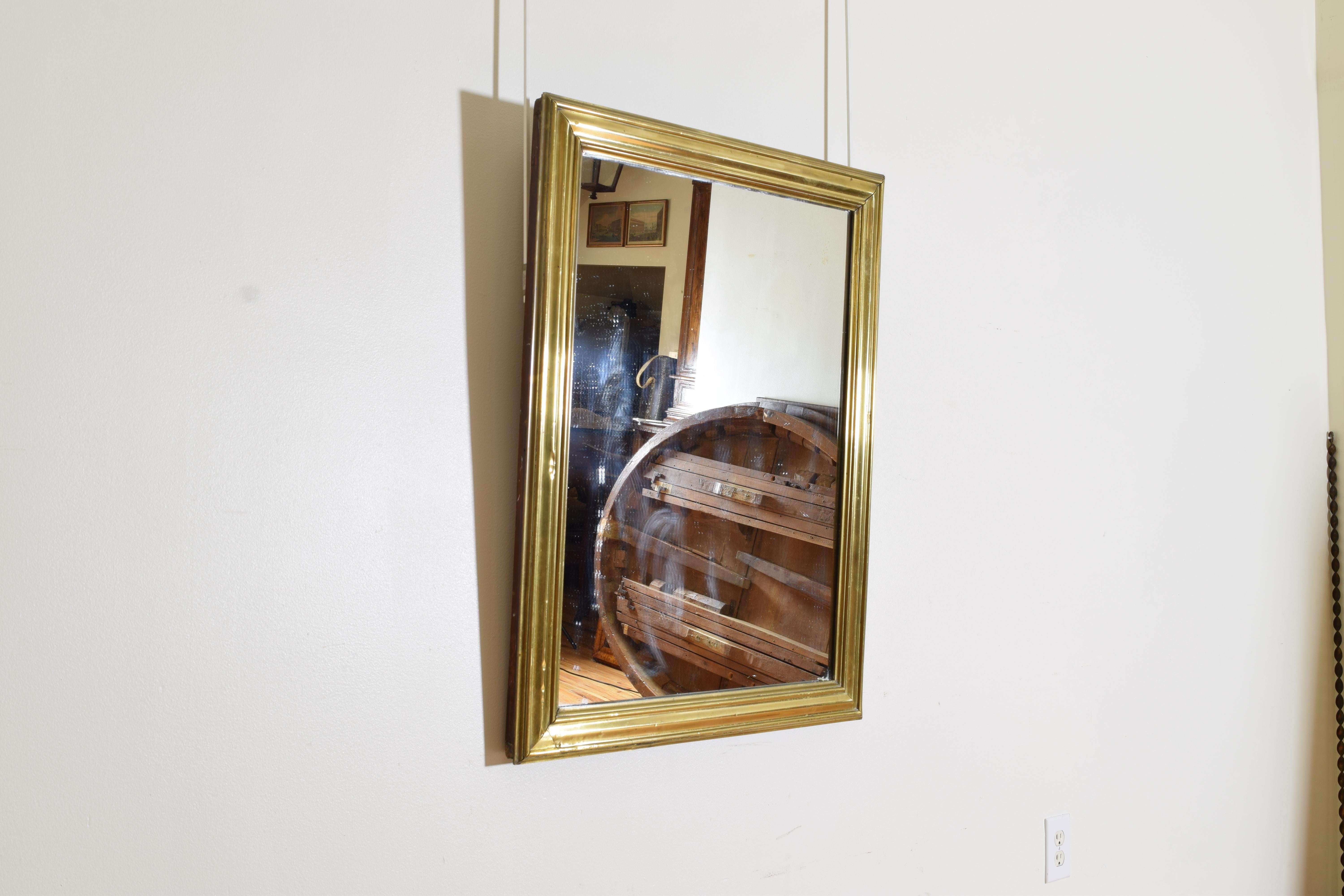 Neoclassical French Late Neoclassic Brass Bistro Mirror, mid 19th century