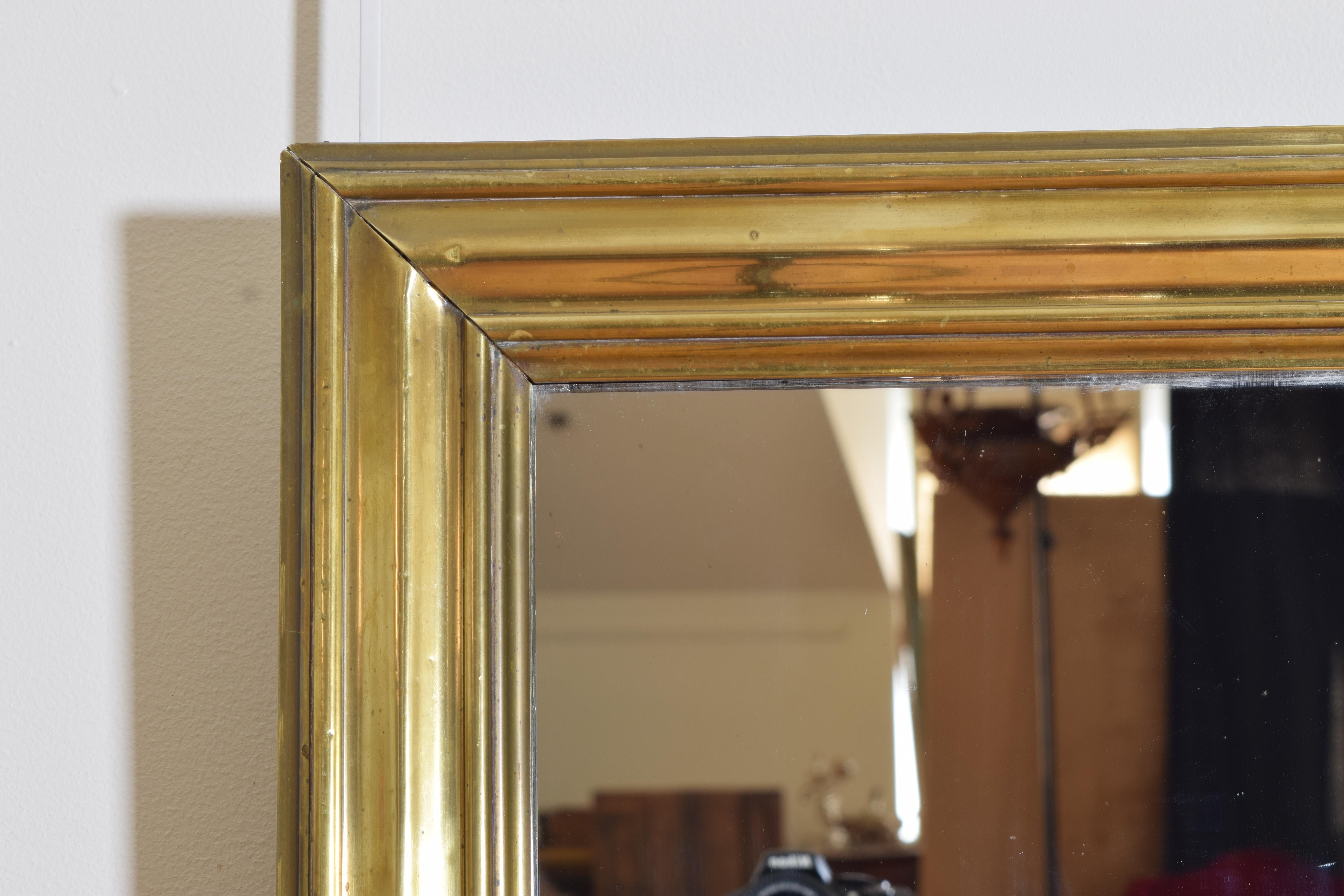 Mid-19th Century French Late Neoclassic Brass Bistro Mirror, mid 19th century