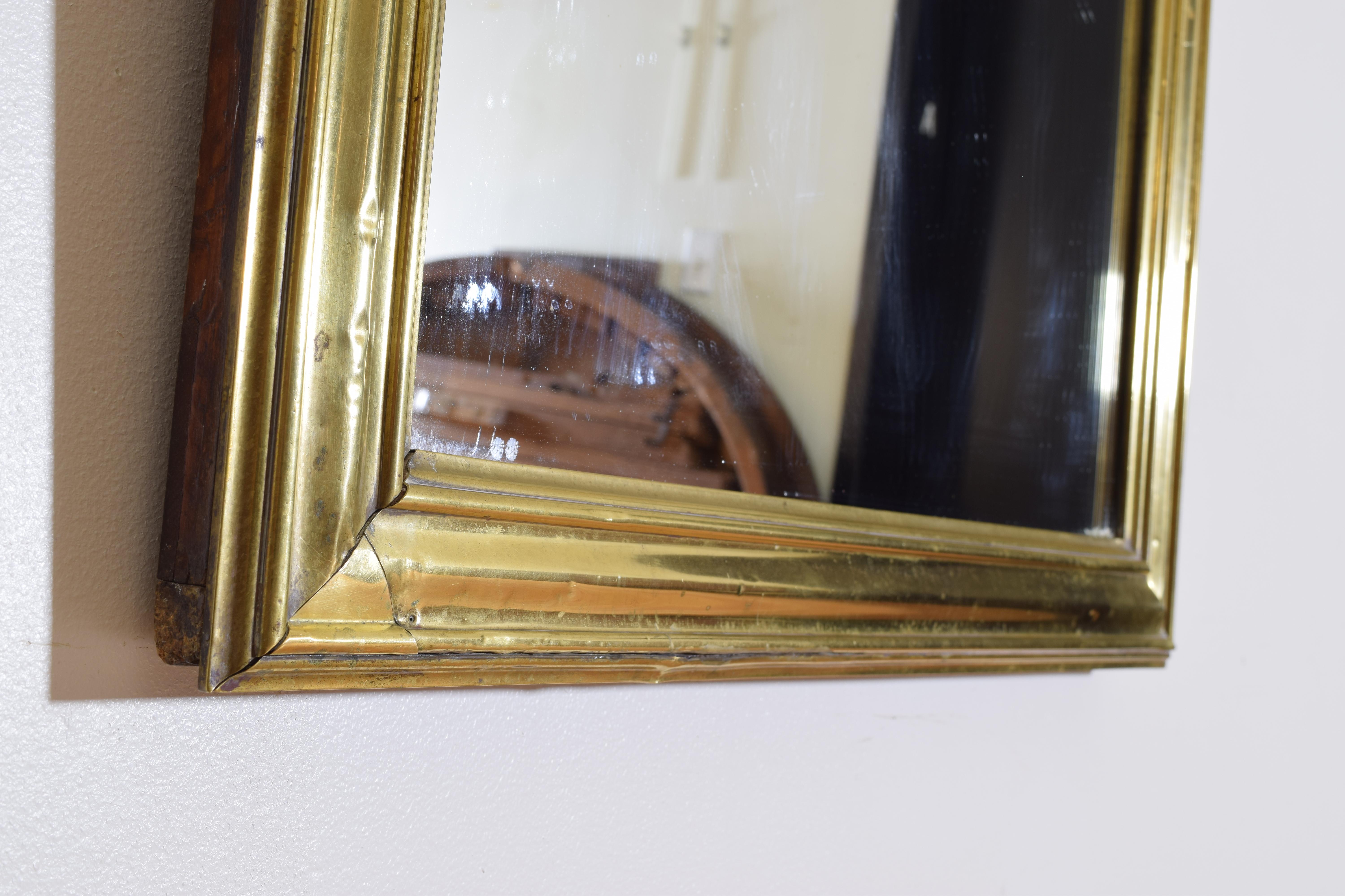 French Late Neoclassic Brass Bistro Mirror, mid 19th century 1