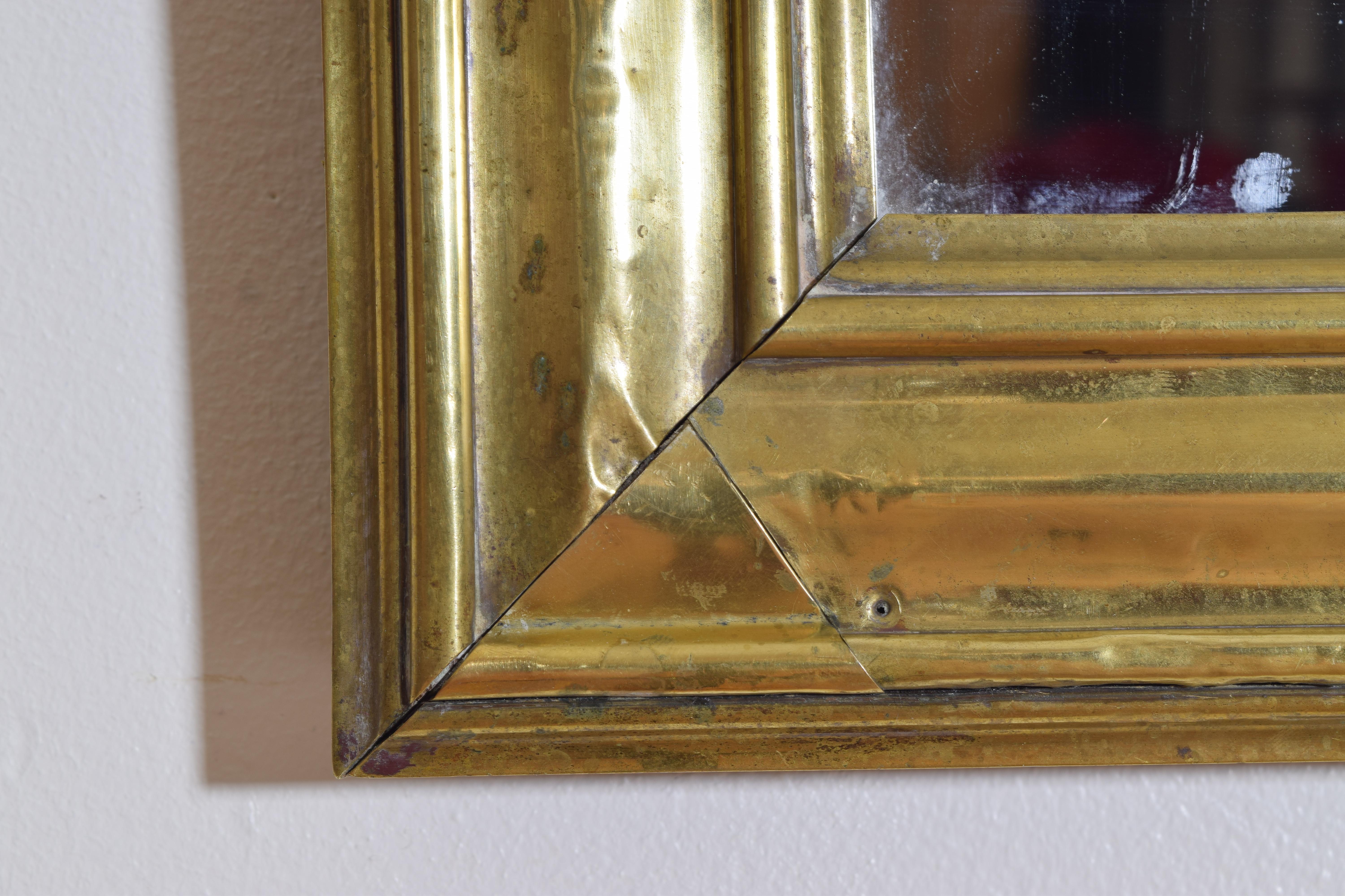 French Late Neoclassic Brass Bistro Mirror, mid 19th century 2