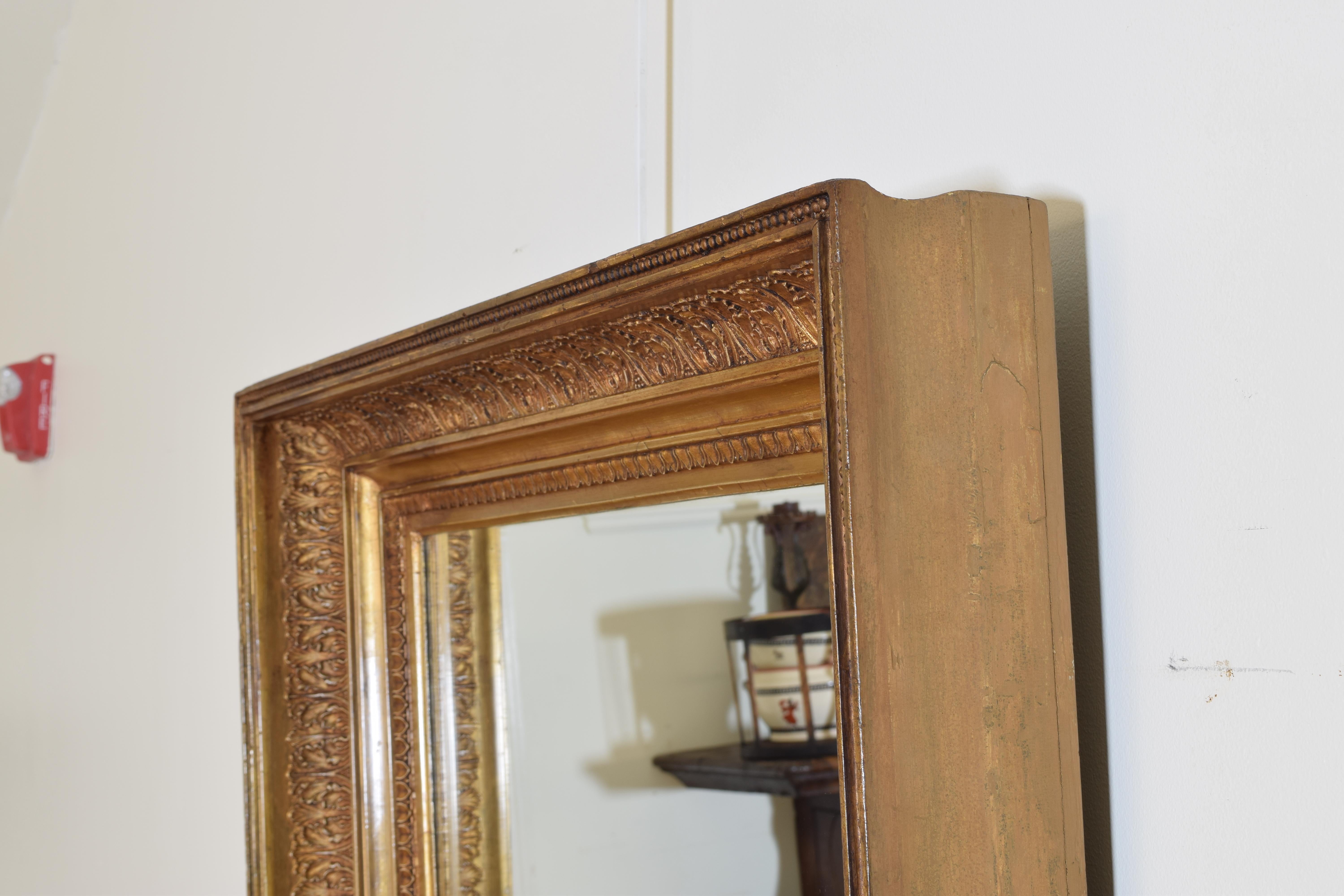 French Late Neoclassic Carved Giltwood and Gilt-Gesso Mirror, Mid-19th Century In Excellent Condition In Atlanta, GA