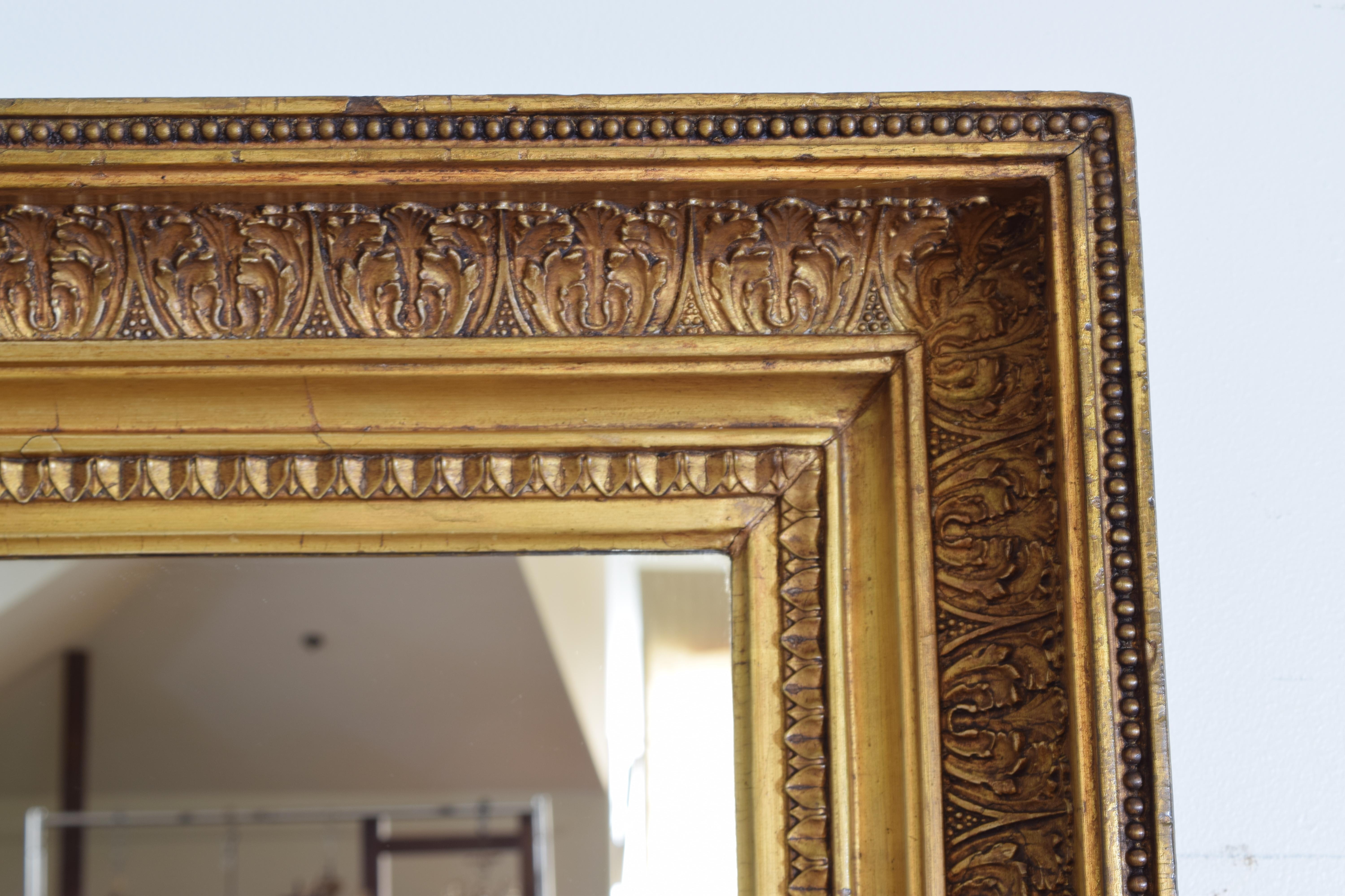 French Late Neoclassic Carved Giltwood and Gilt-Gesso Mirror, Mid-19th Century 1