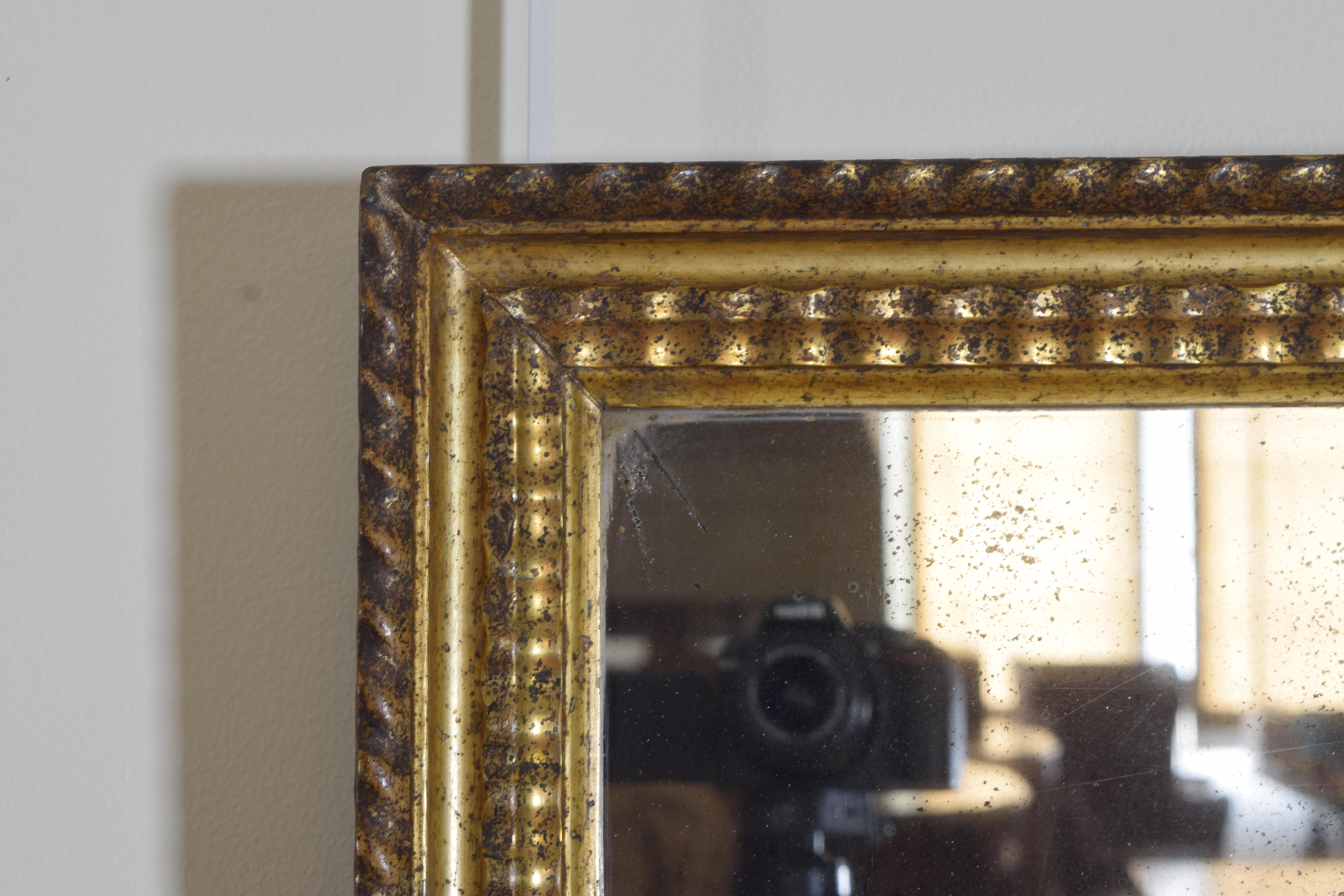 Mid-19th Century French Late Neoclassic Carved Giltwood and Gilt Gesso Mirror, Mid 19th Century