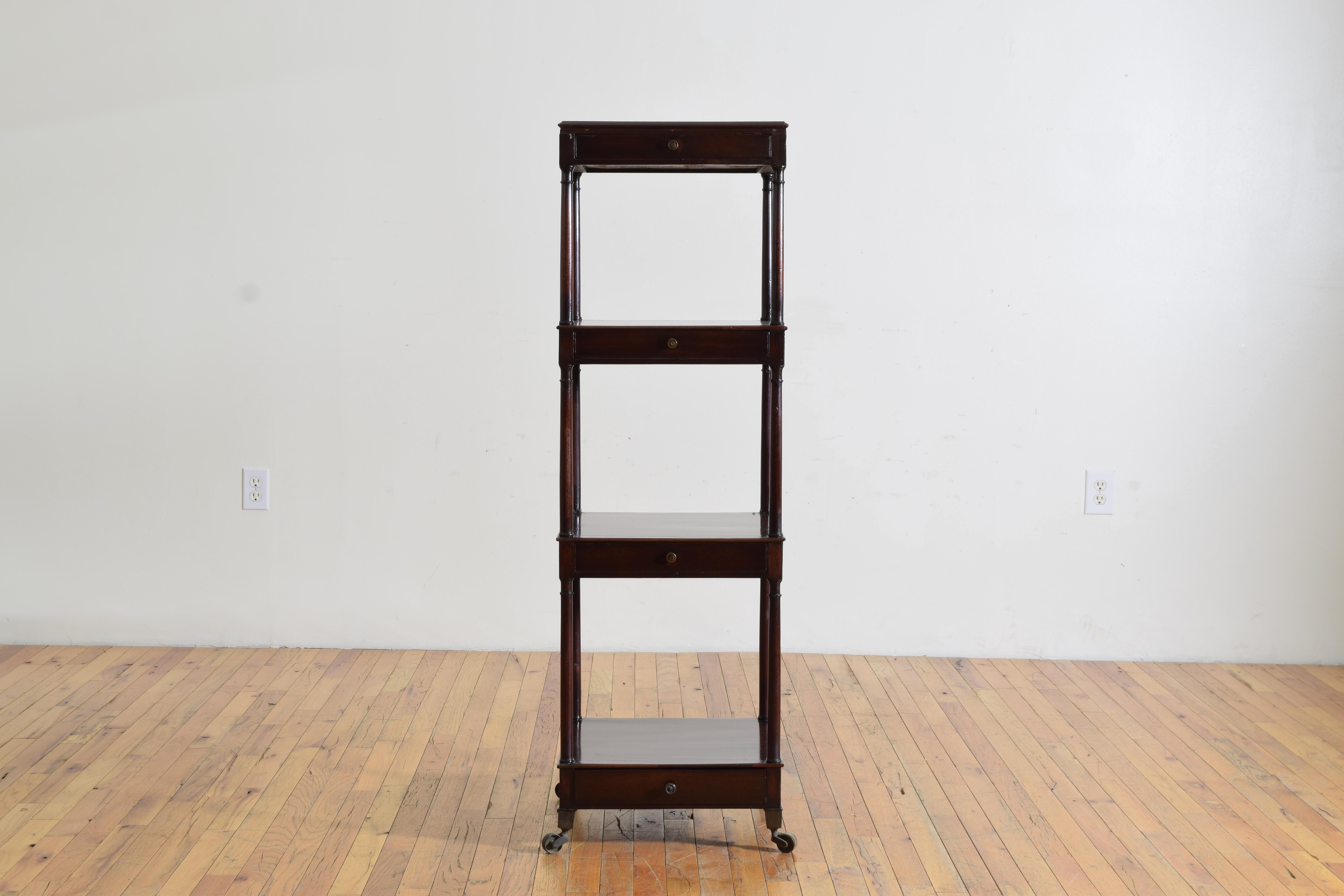 French Late Neoclassic Period 4-Tier, 4-Drawer Mahogany Etagere, ca. 1840 In Good Condition For Sale In Atlanta, GA