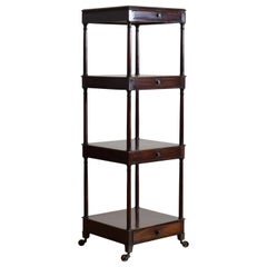 Etagere francese a 4 piani e 4 cassetti in mogano del periodo tardo neoclassico, 1840 ca.