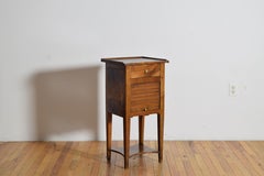 French Late Neoclassic Walnut 1-Drawer Tambour-Front Nighstand, ca. 1820-1830