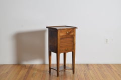 French Late Neoclassic Walnut Tamboor Front Nighstand, ca. 1820-1830