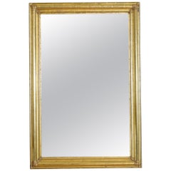 French Late Neoclassic Wooden & Silver Gilt-Gesso Mirror, 2ndq 19th century