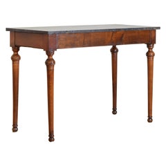 French Late Neoclassical Period Cherrywood and Marble 1-Drawer Table