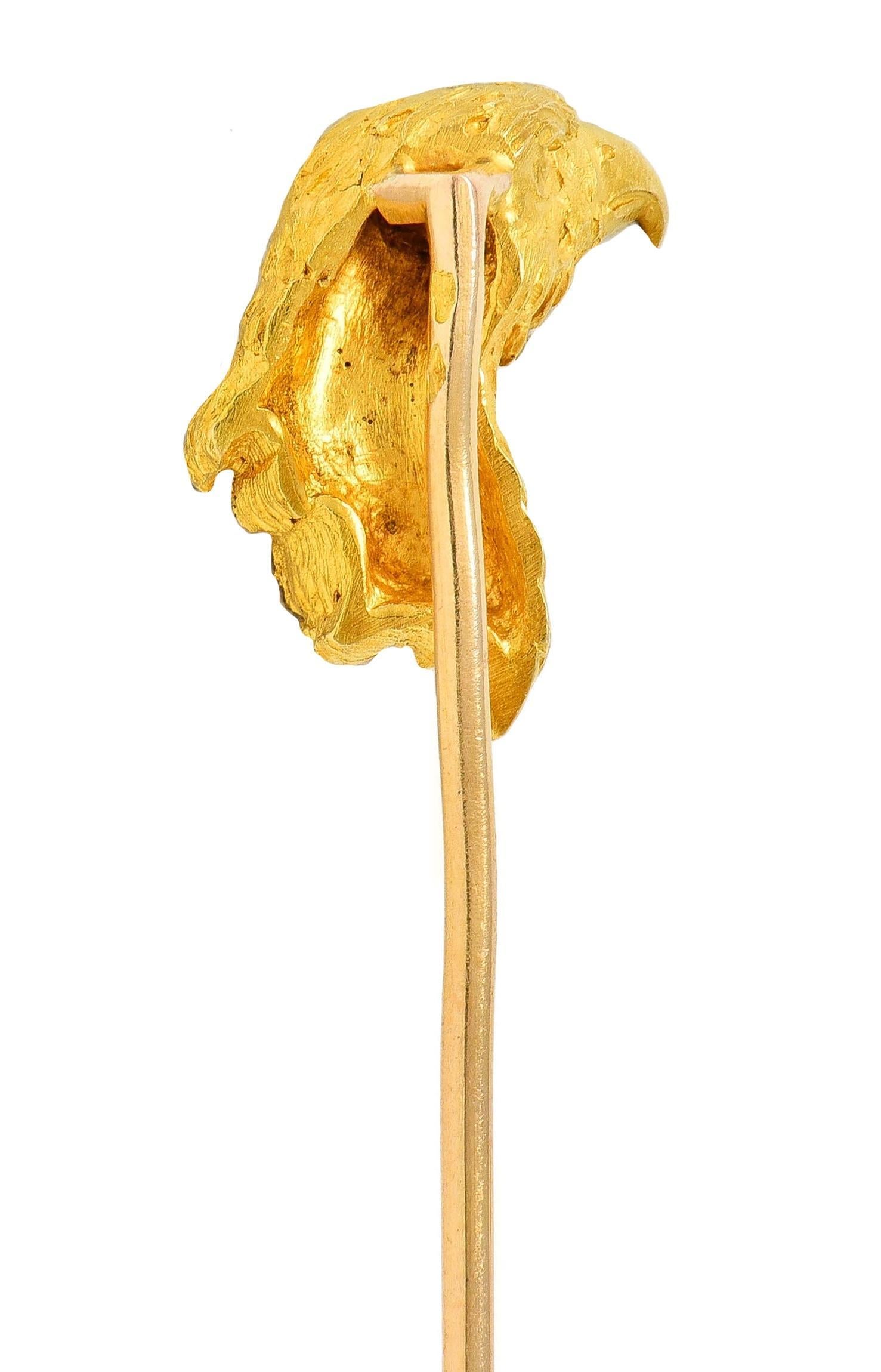Women's or Men's French Late Victorian 18 Karat Yellow Antique Gold Eagle Bird Stickpin