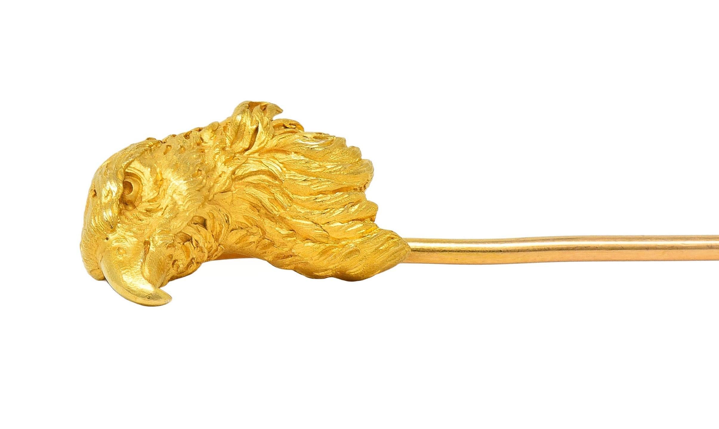 French Late Victorian 18 Karat Yellow Antique Gold Eagle Bird Stickpin 4
