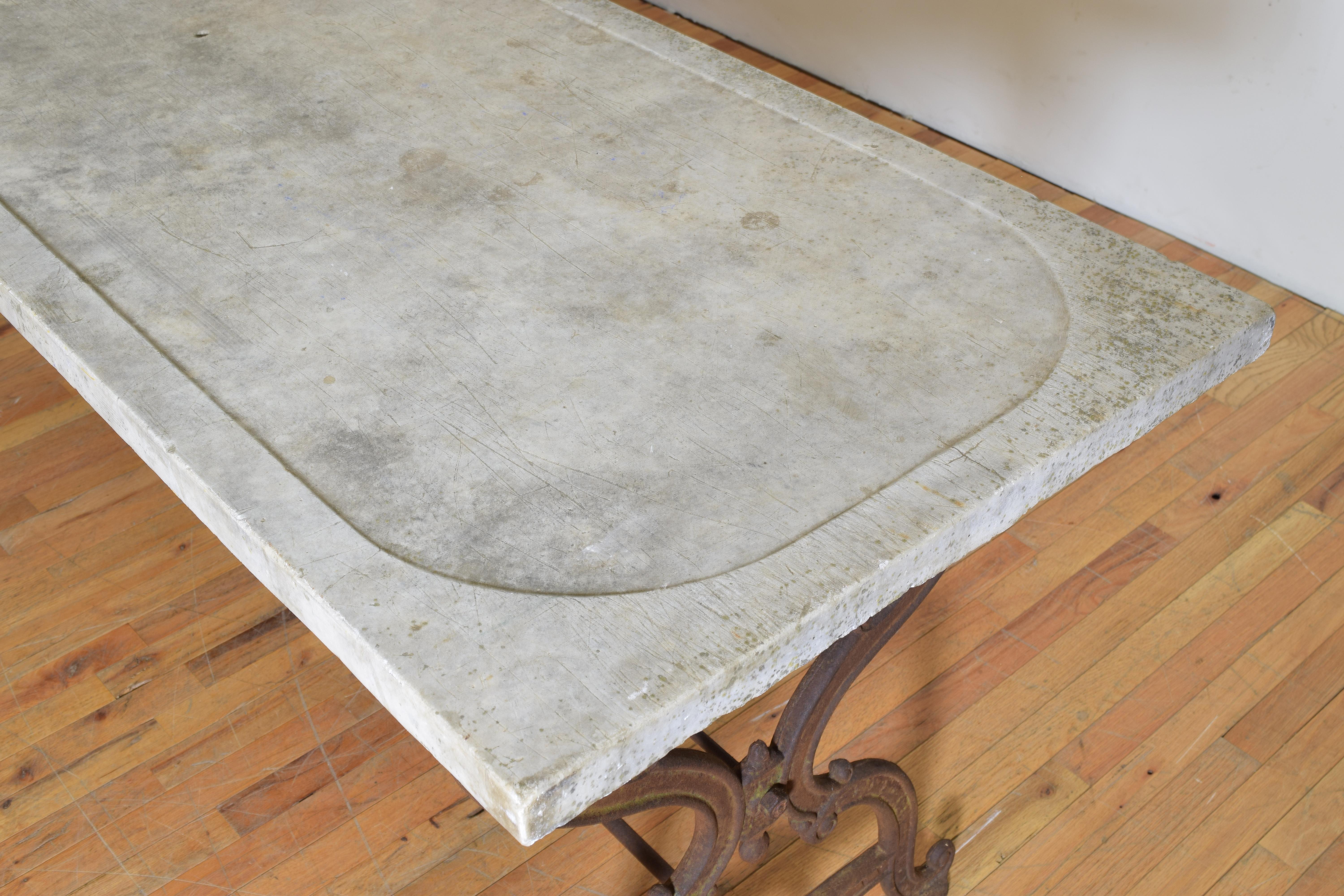 French Late Victorian Wrought Iron & Marble Gardener’s Table, lastq 19th cen. For Sale 8