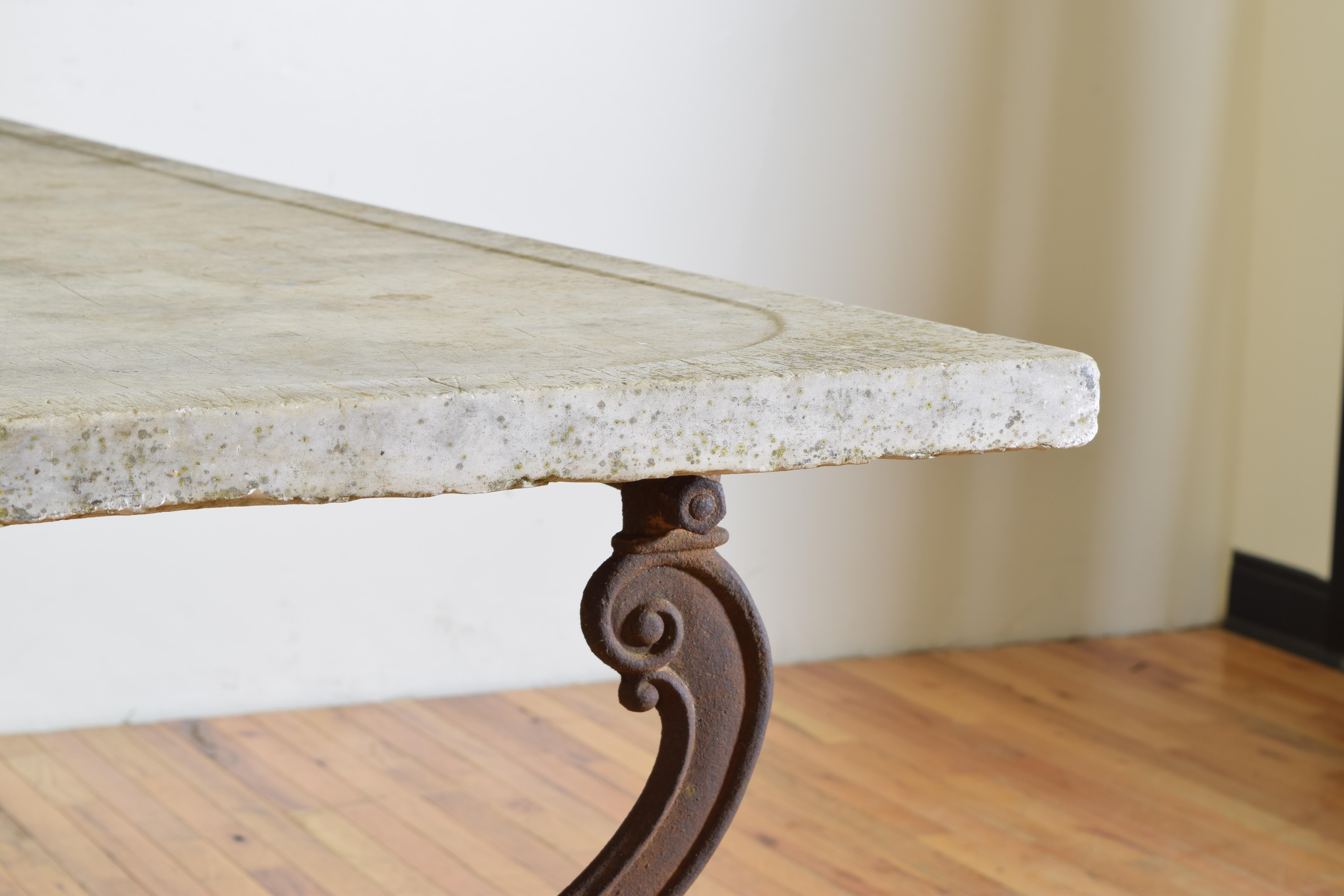 French Late Victorian Wrought Iron & Marble Gardener’s Table, lastq 19th cen. For Sale 2
