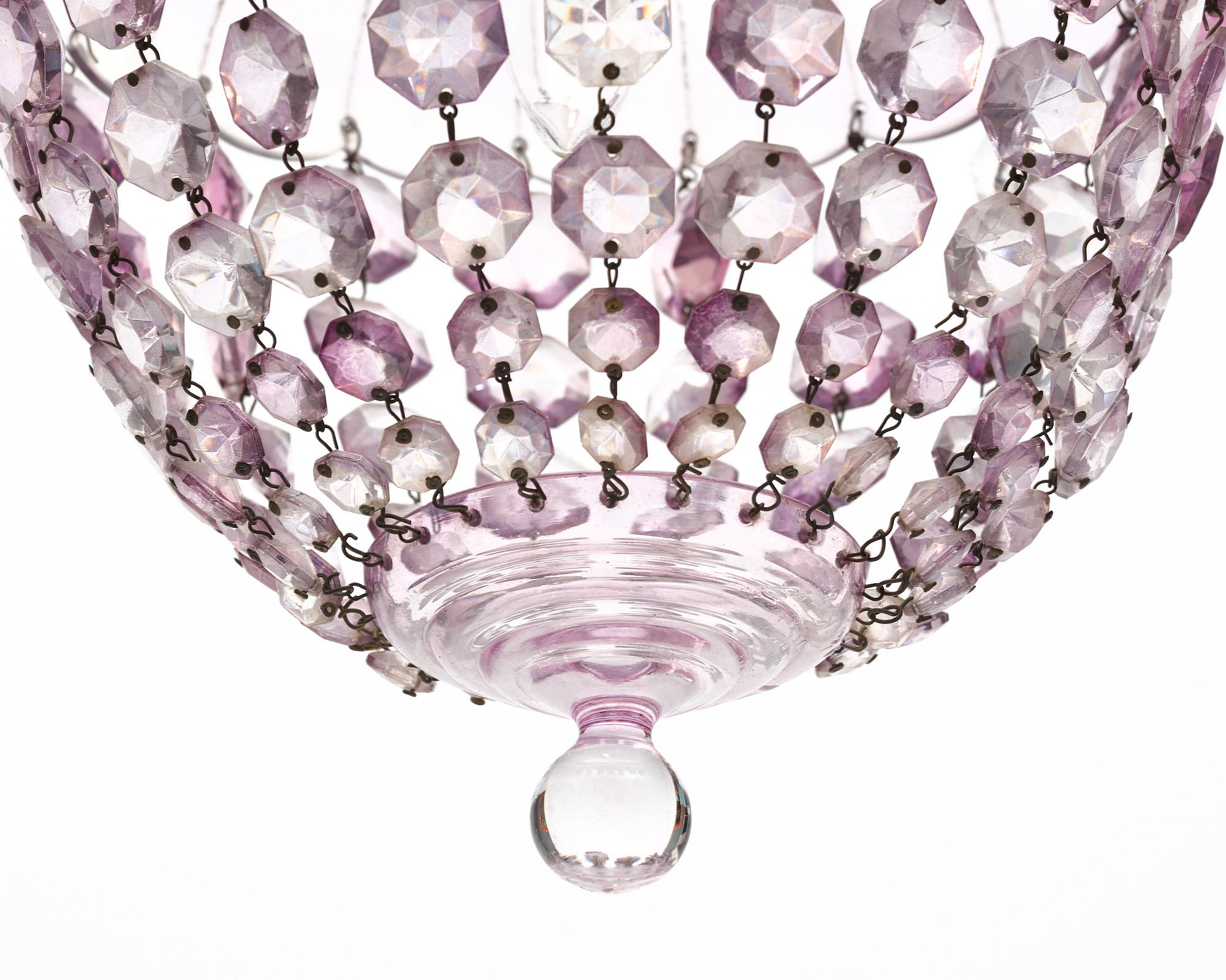 French Lavender Baccarat Chandelier In Good Condition In Austin, TX