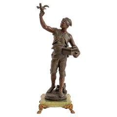 French "Le Lancer" Painted Spelter Sculpture