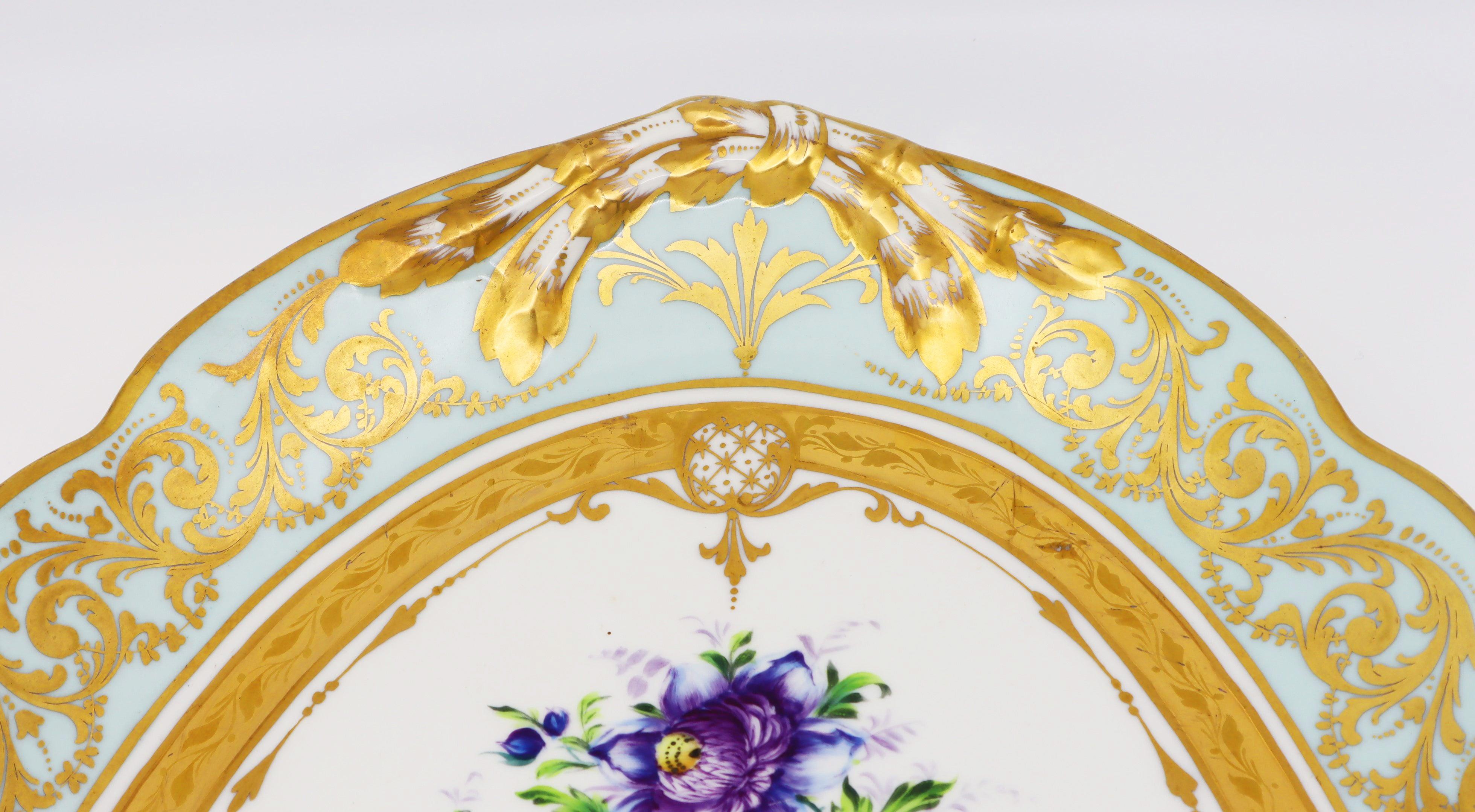 French Le Tallec Hand Painted Porcelain Soupière, Mid-20th Century, Rococo Style For Sale 1