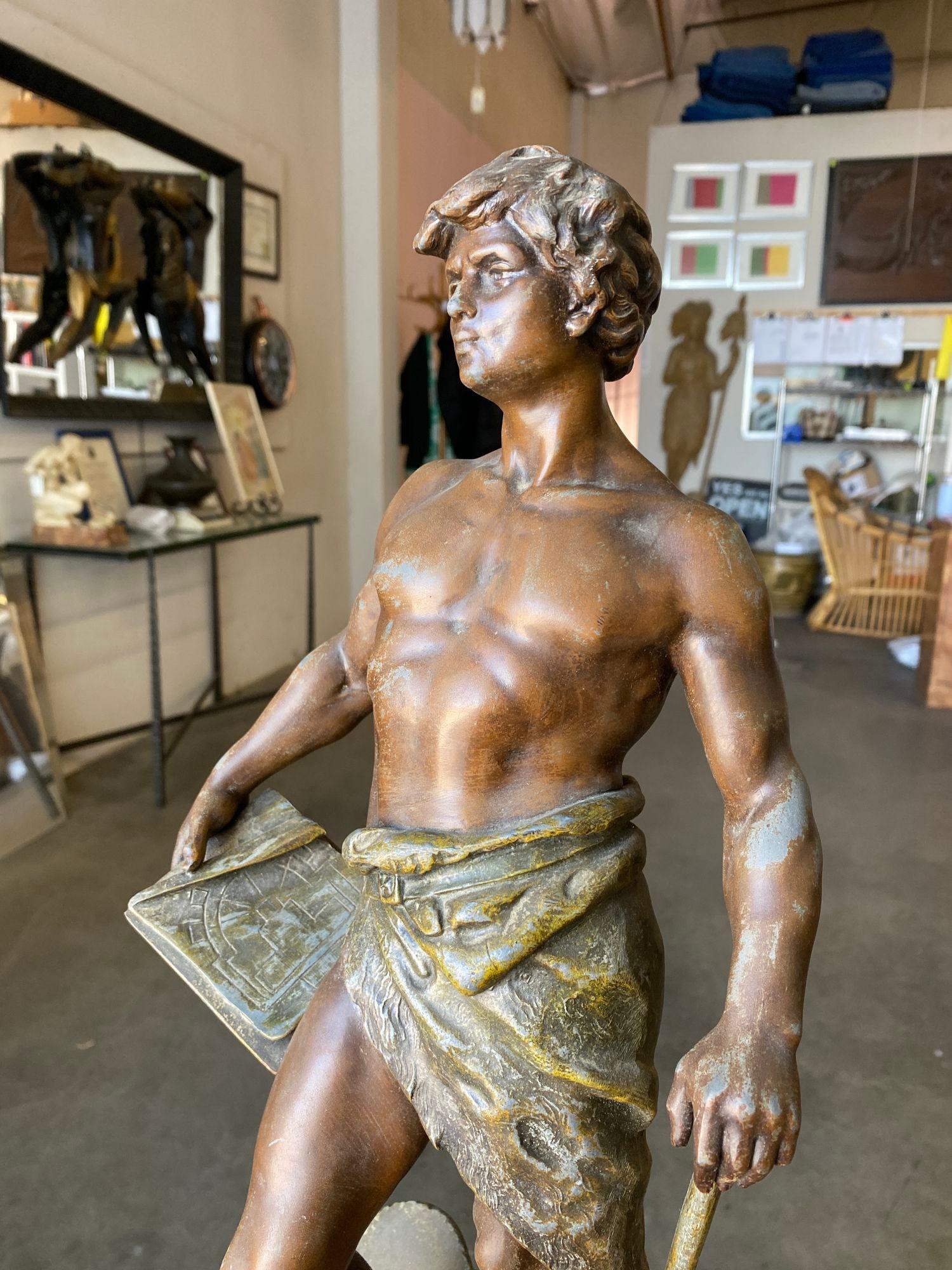 Sculpture française en acier inoxydable « Le Travail » de Francois Moreau, vers 1900 en vente 4