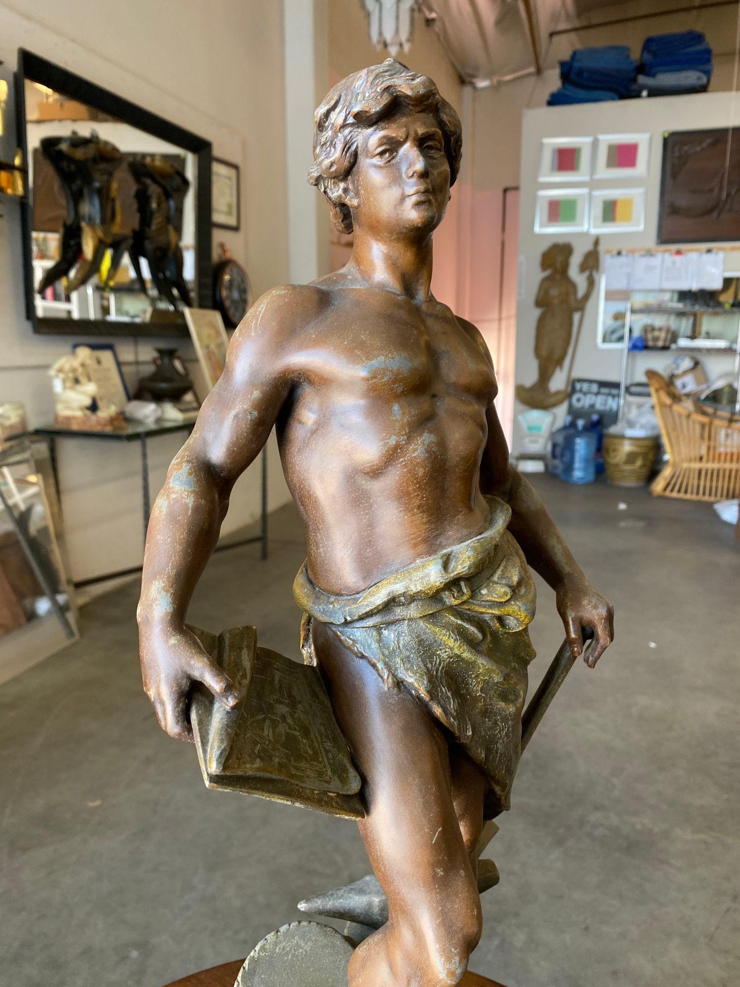 Sculpture française en acier inoxydable « Le Travail » de Francois Moreau, vers 1900 en vente 5