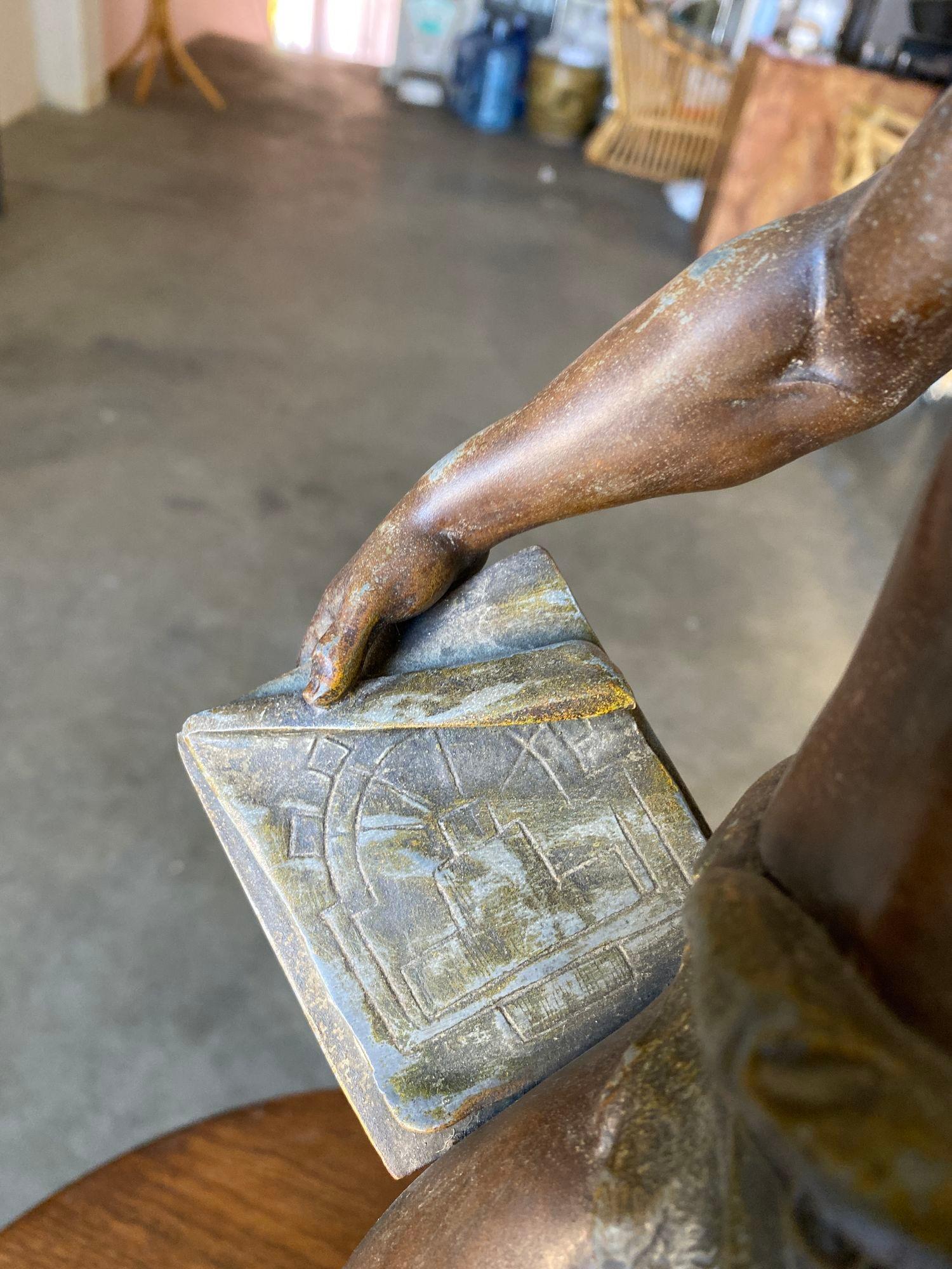 Zinc brut Sculpture française en acier inoxydable « Le Travail » de Francois Moreau, vers 1900 en vente