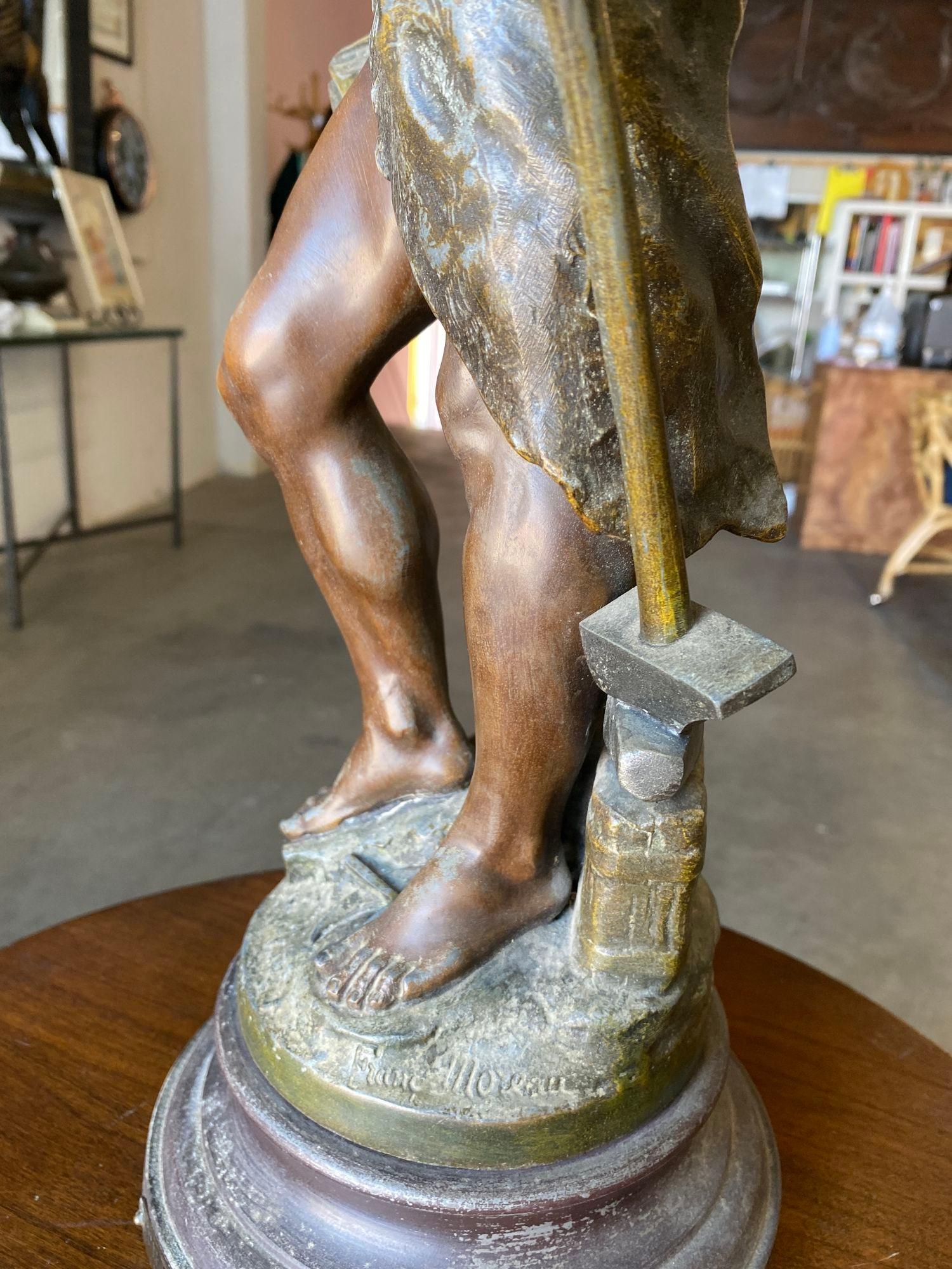 Sculpture française en acier inoxydable « Le Travail » de Francois Moreau, vers 1900 en vente 1