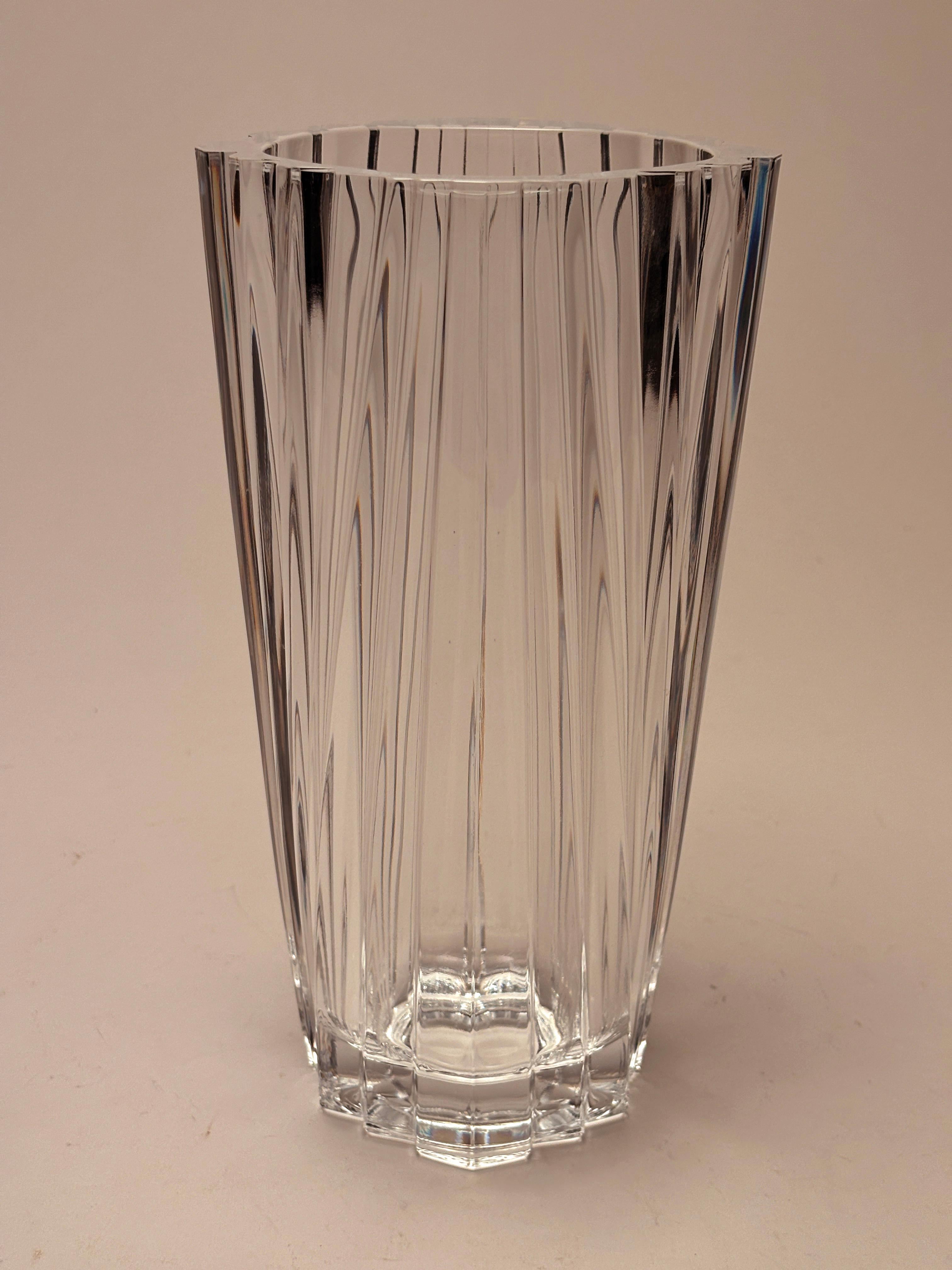 Art Deco French Lead Crystal d’Argues Nocturne Vase For Sale