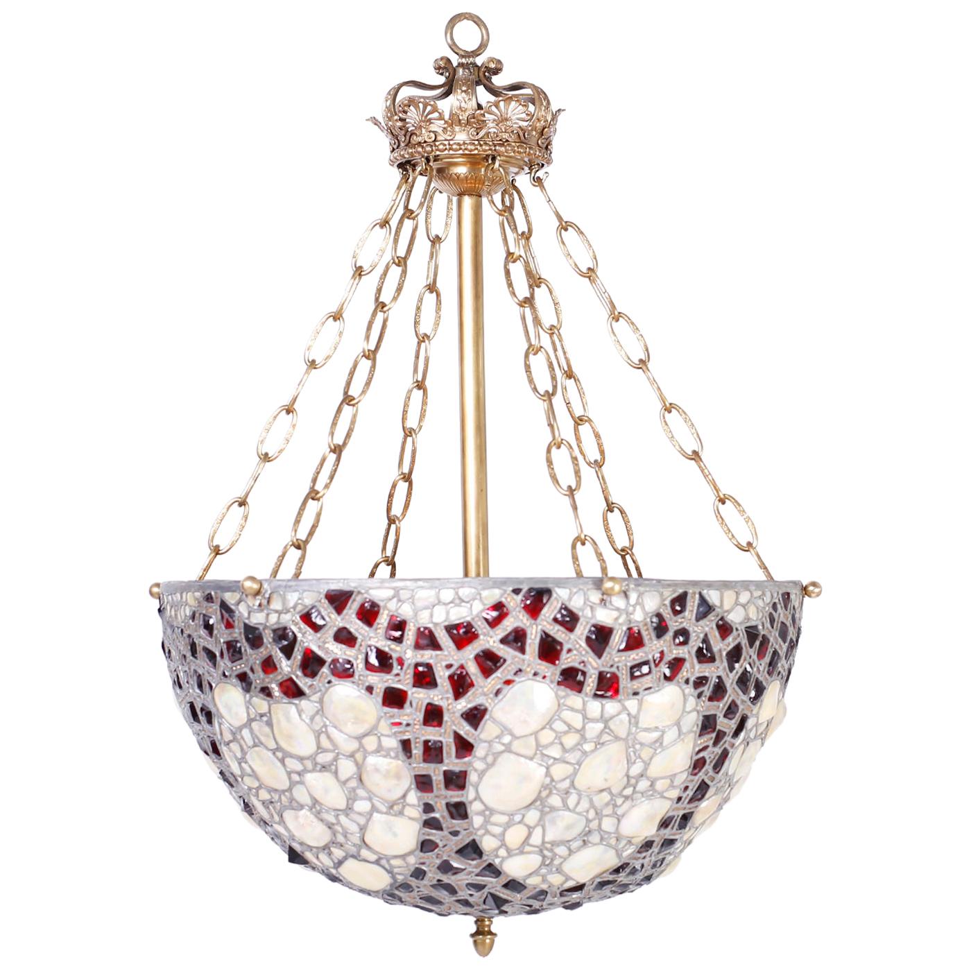 Leaded Glass Light Fixture at 1stdibs