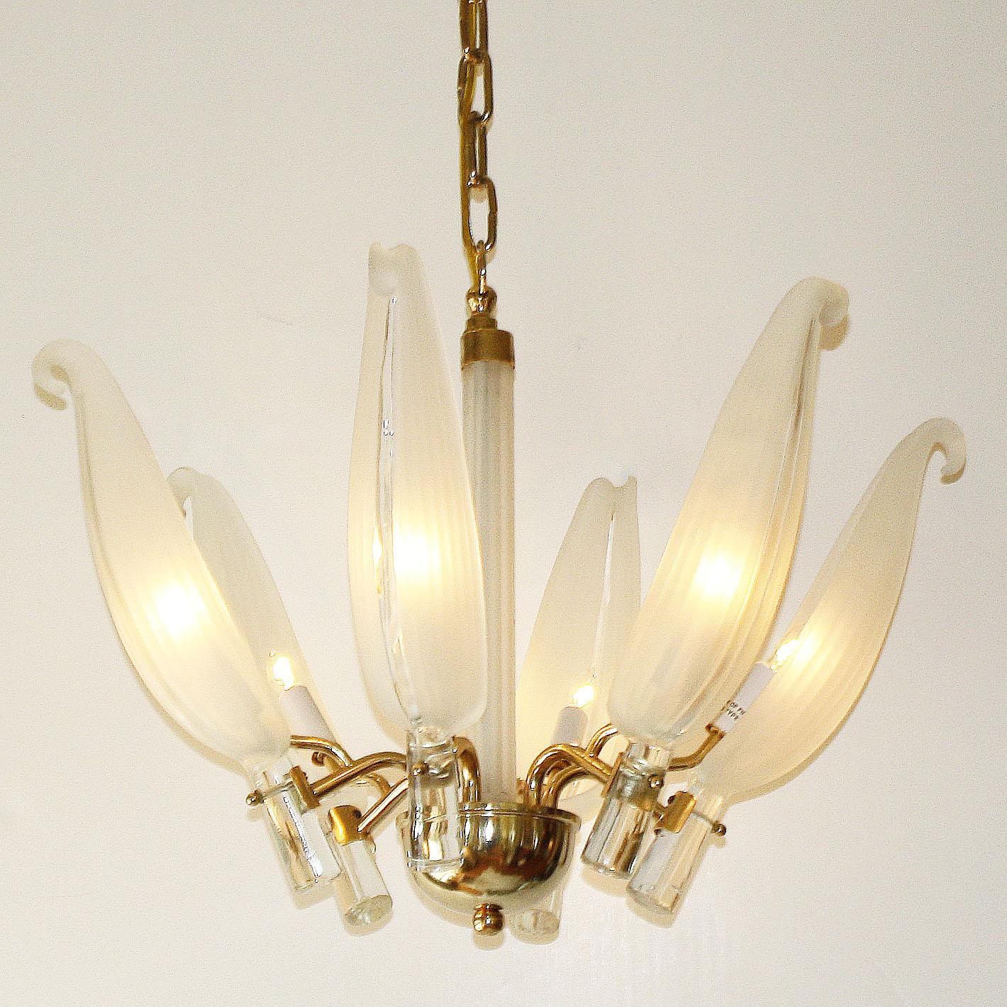 Murano Glass French Leaf Chandelier, circa 1940