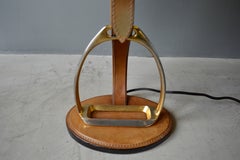 French Leather and Brass Table Lamp by Longchamps