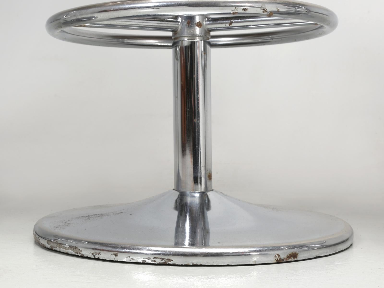 French Leather and Chrome, Mid-Century Modern Bar Stools, Set of 5 11